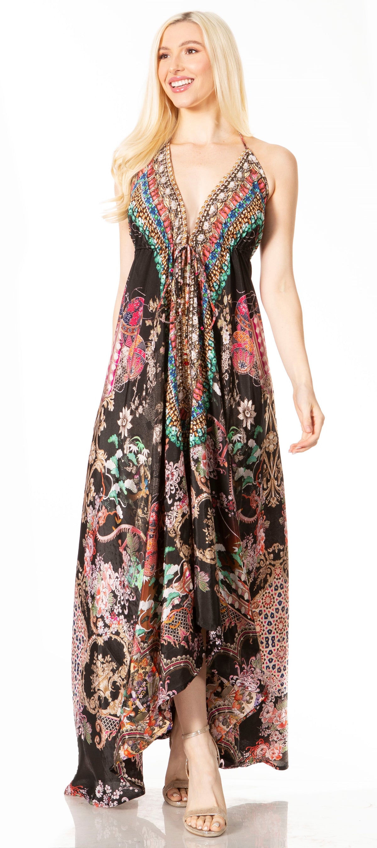 Sakkas Lizi 2 Women's High-Low Halter Maxi Dress for Beach and Vacation Parties