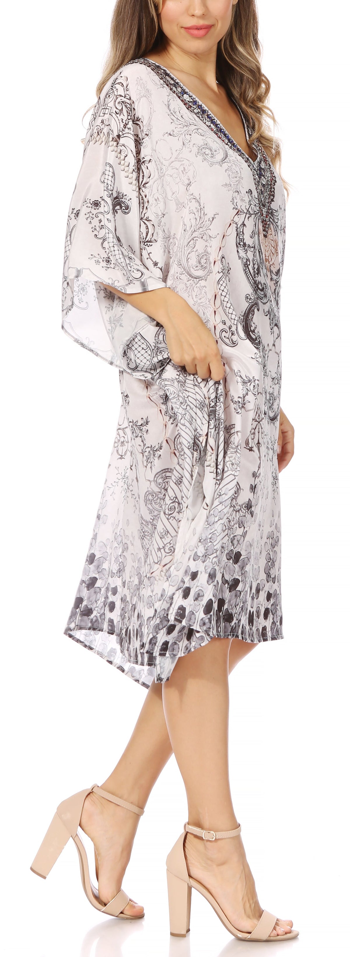 Sakkas MiuMiu Ligthweight Summer Printed Short Caftan Dress / Cover Up