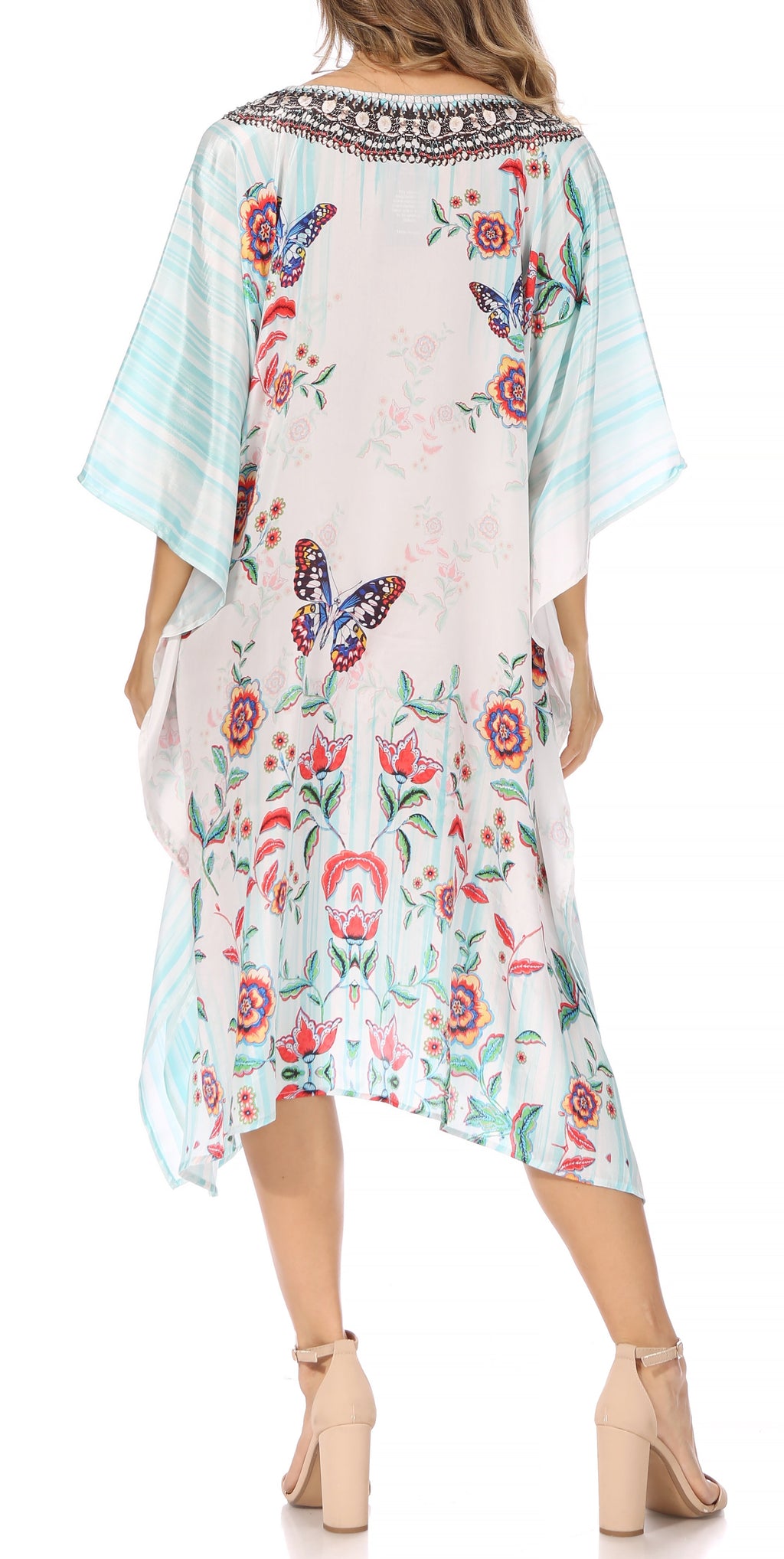 Sakkas MiuMiu Ligthweight Summer Printed Short Caftan Dress / Cover Up