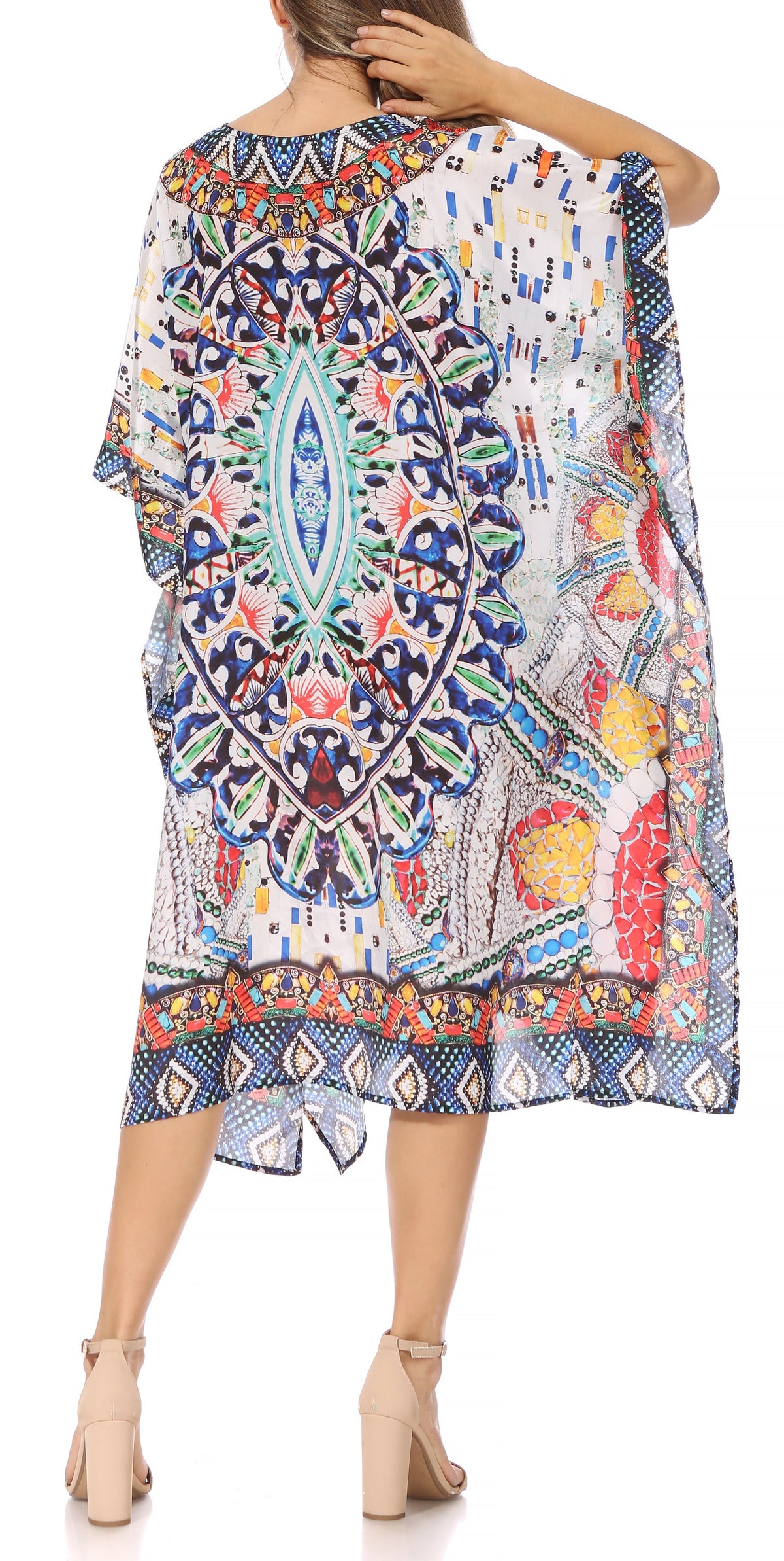Sakkas MiuMiu Ligthweight Summer Printed Short Caftan Dress / Cover Up