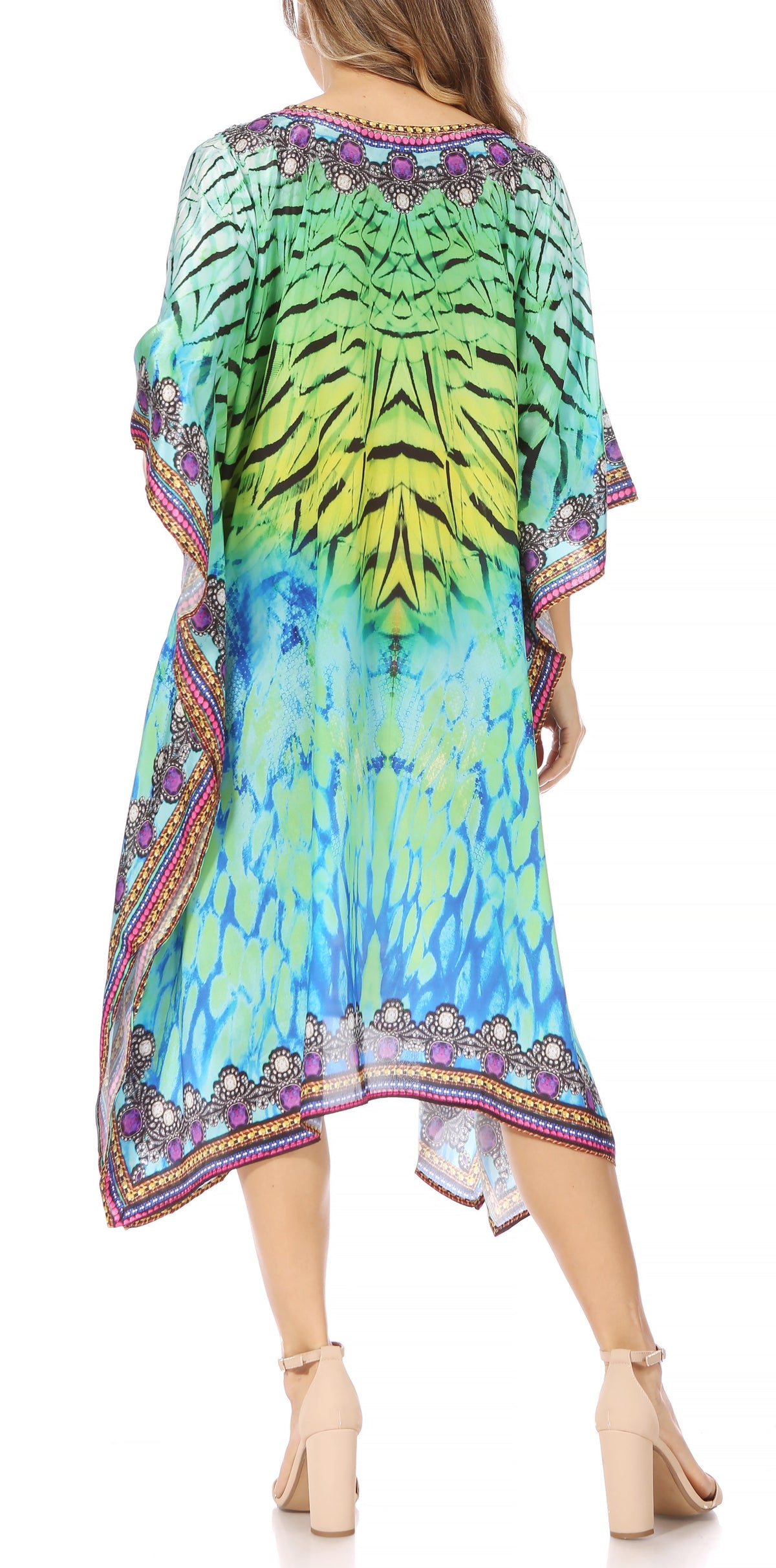 Sakkas MiuMiu Ligthweight Summer Printed Short Caftan Dress / Cover Up