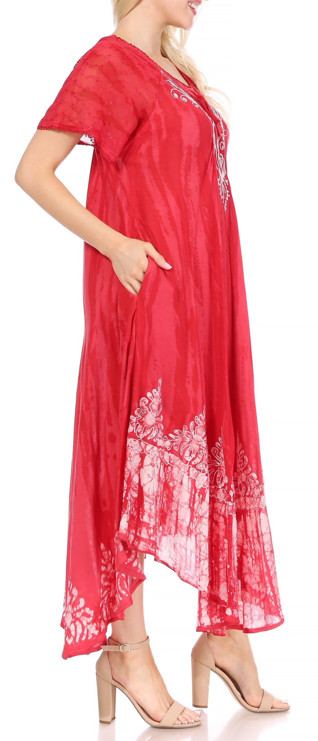 Sakkas Devora Women's Maxi NightGown Caftan Kaftan Dress Tie Dye Batik & Corset