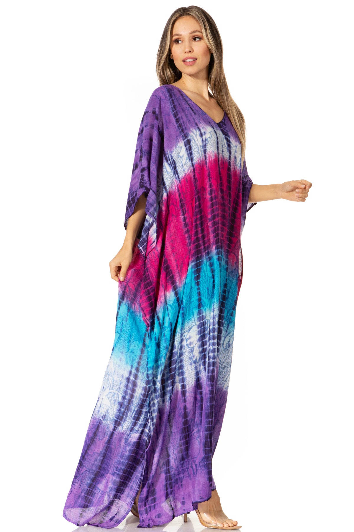 Sakkas Catia Women's Boho-Style Long Maxi Caftan for Lounging and Casual Wear