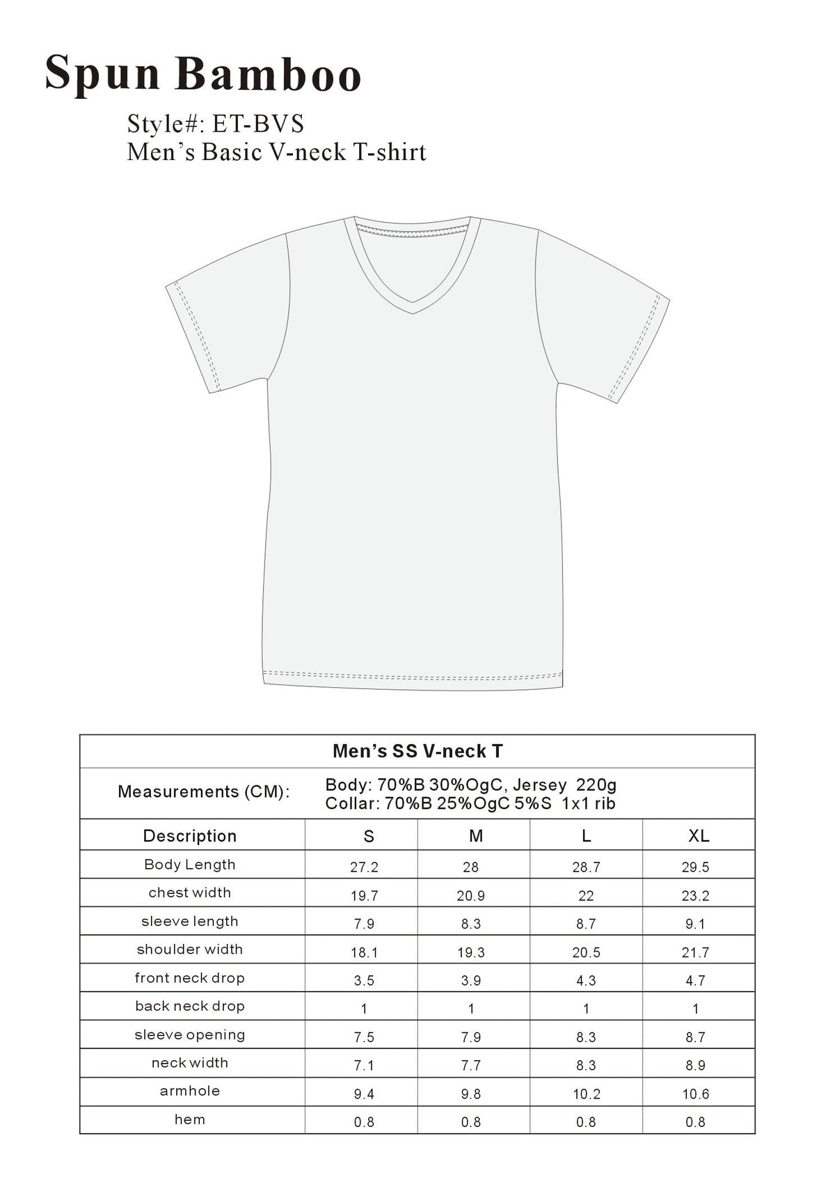 Clearance Men's Bamboo Viscose V-Neck T-Shirt