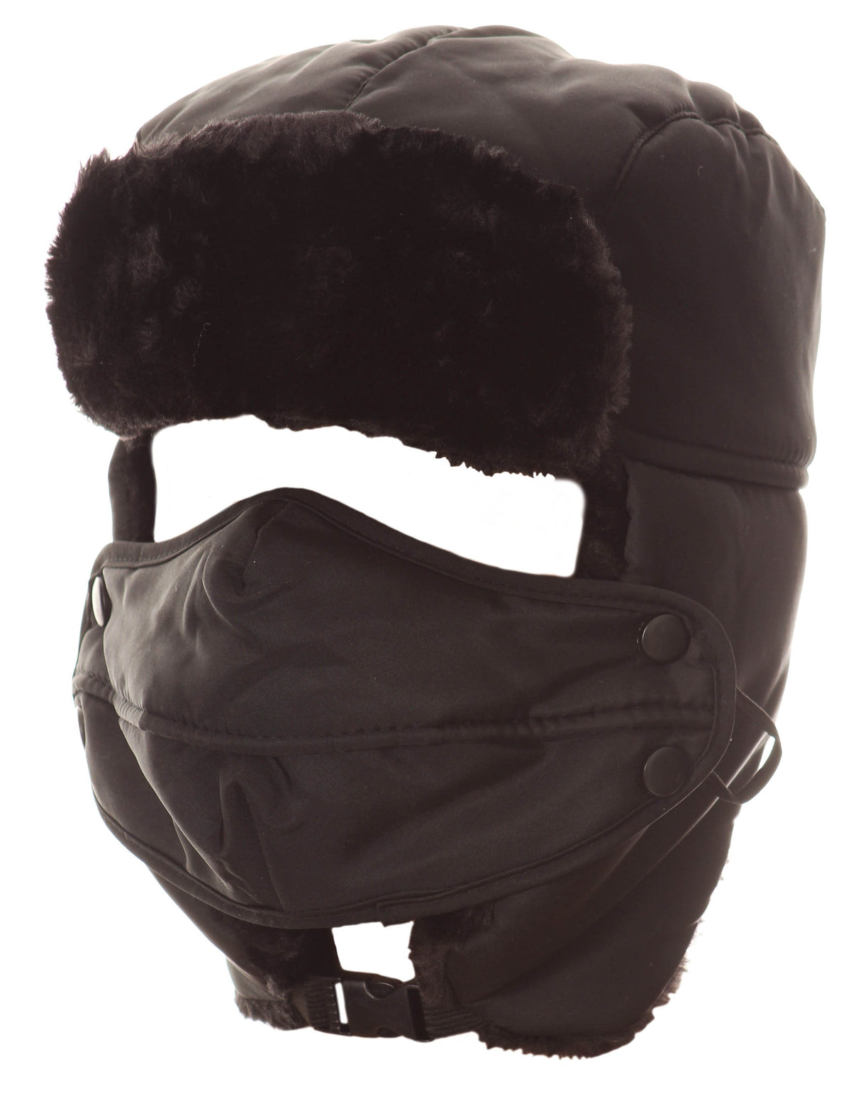 Sakkas Esty Ushanka Trapper Hat Adjustable Buckle Faux Fur Lined Winter Aviator Russian Hat Removable Mask for Men & Women