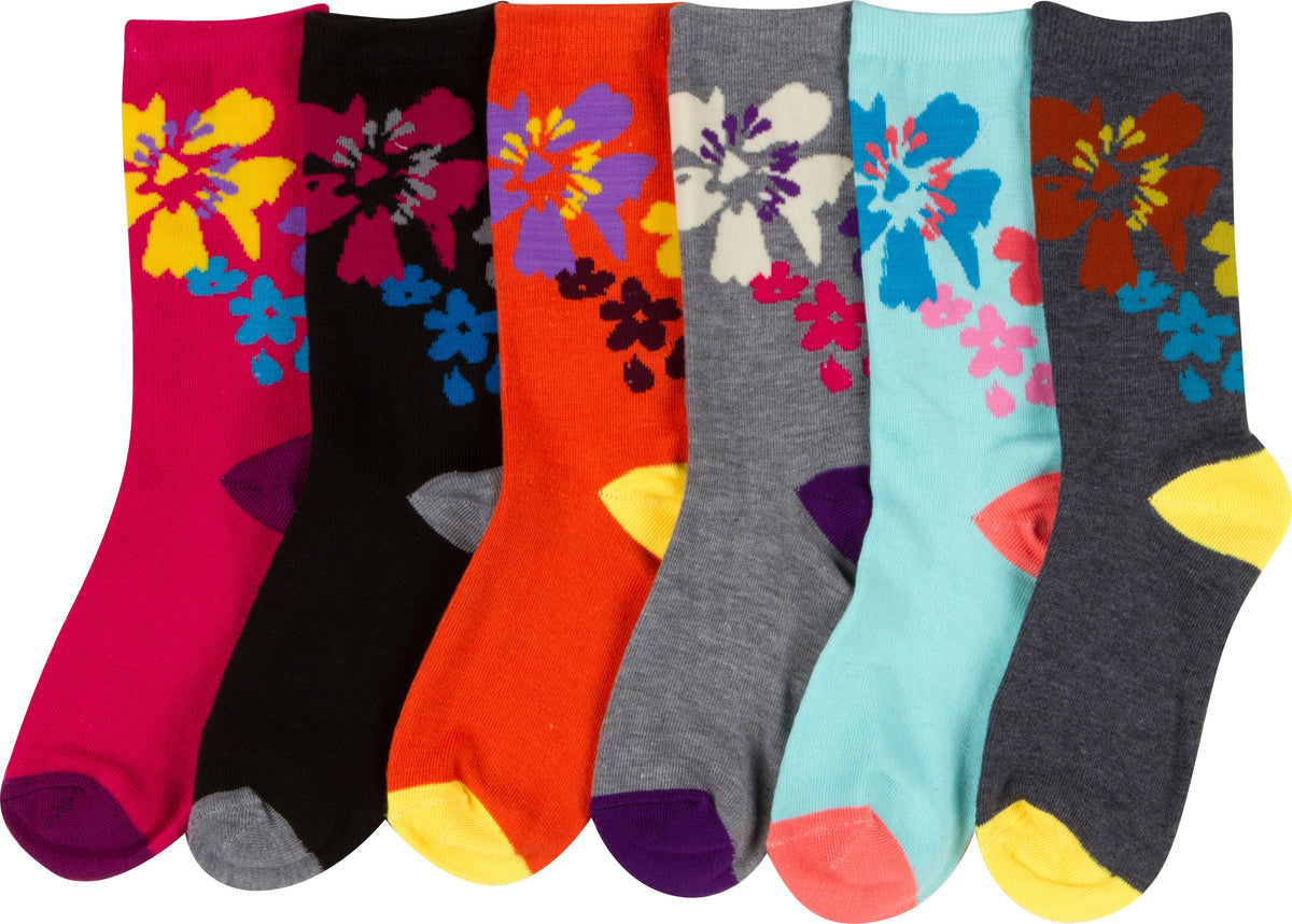 Sakkas Women's Poly Blend Soft and Stretchy Crew Pattern Socks Assorted 6-pack