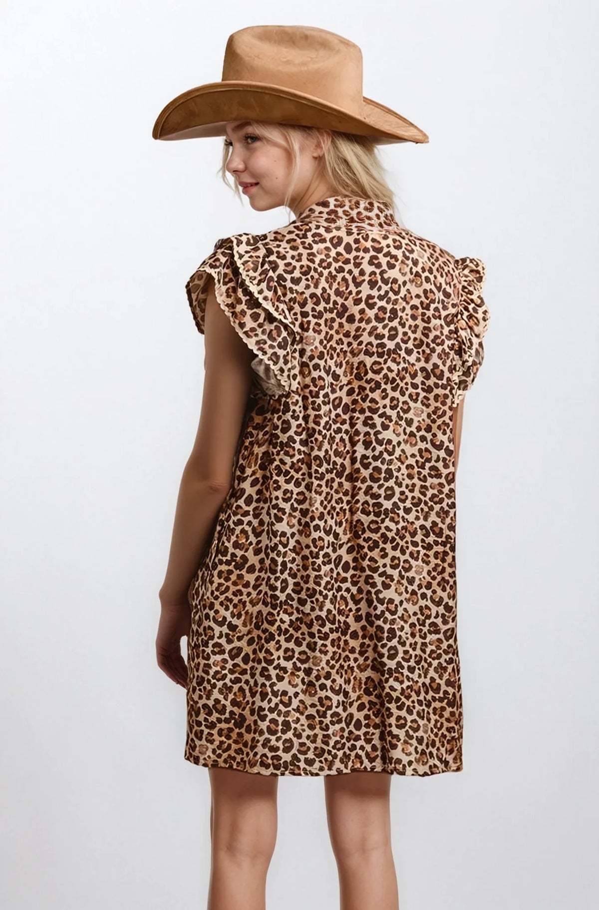 Desert Muse Leopard Ruffle Dress