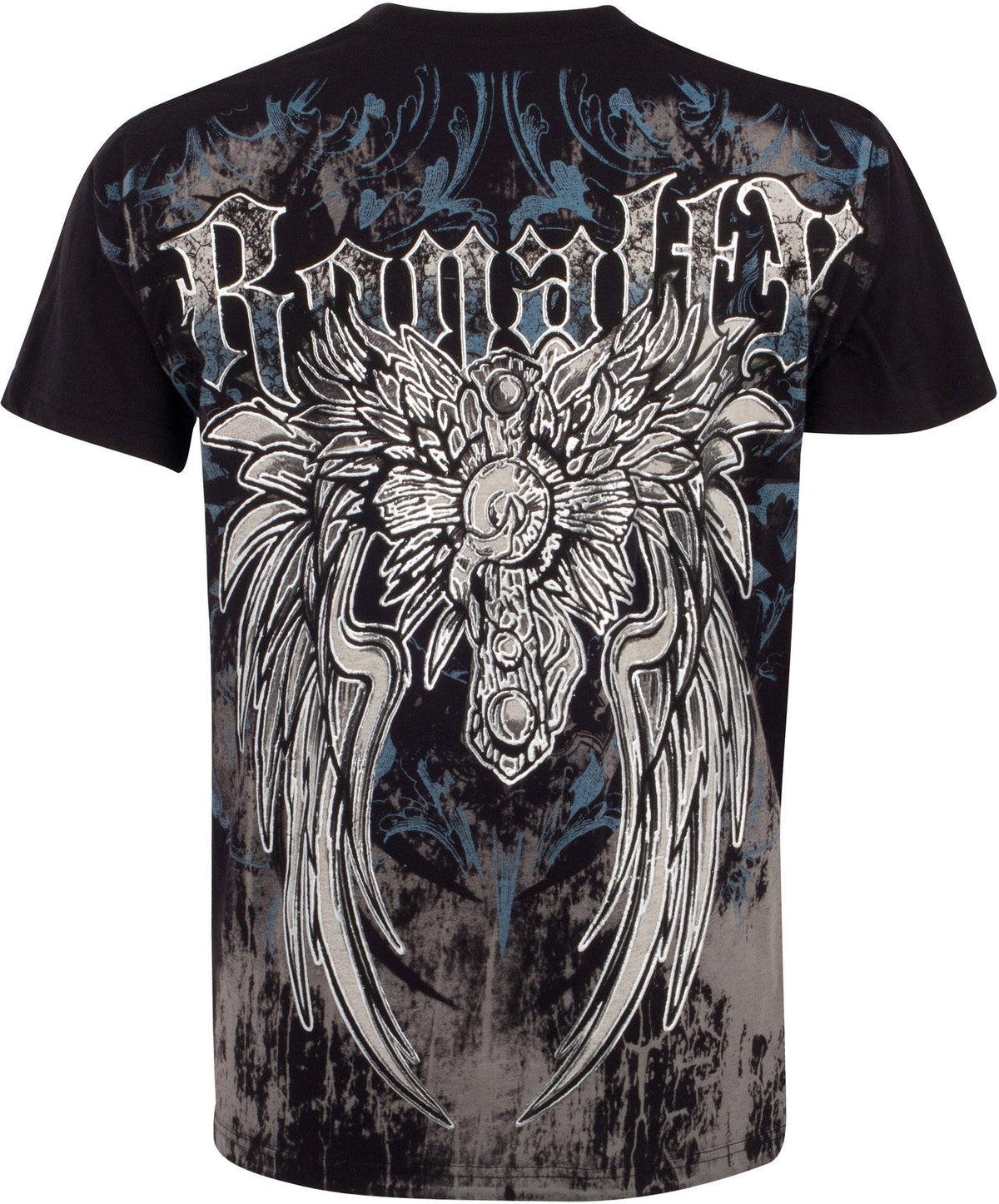 Sakkas Royalty Fleur de Lis Metallic Silver Embossed Cotton Mens Fashion T-Shirt