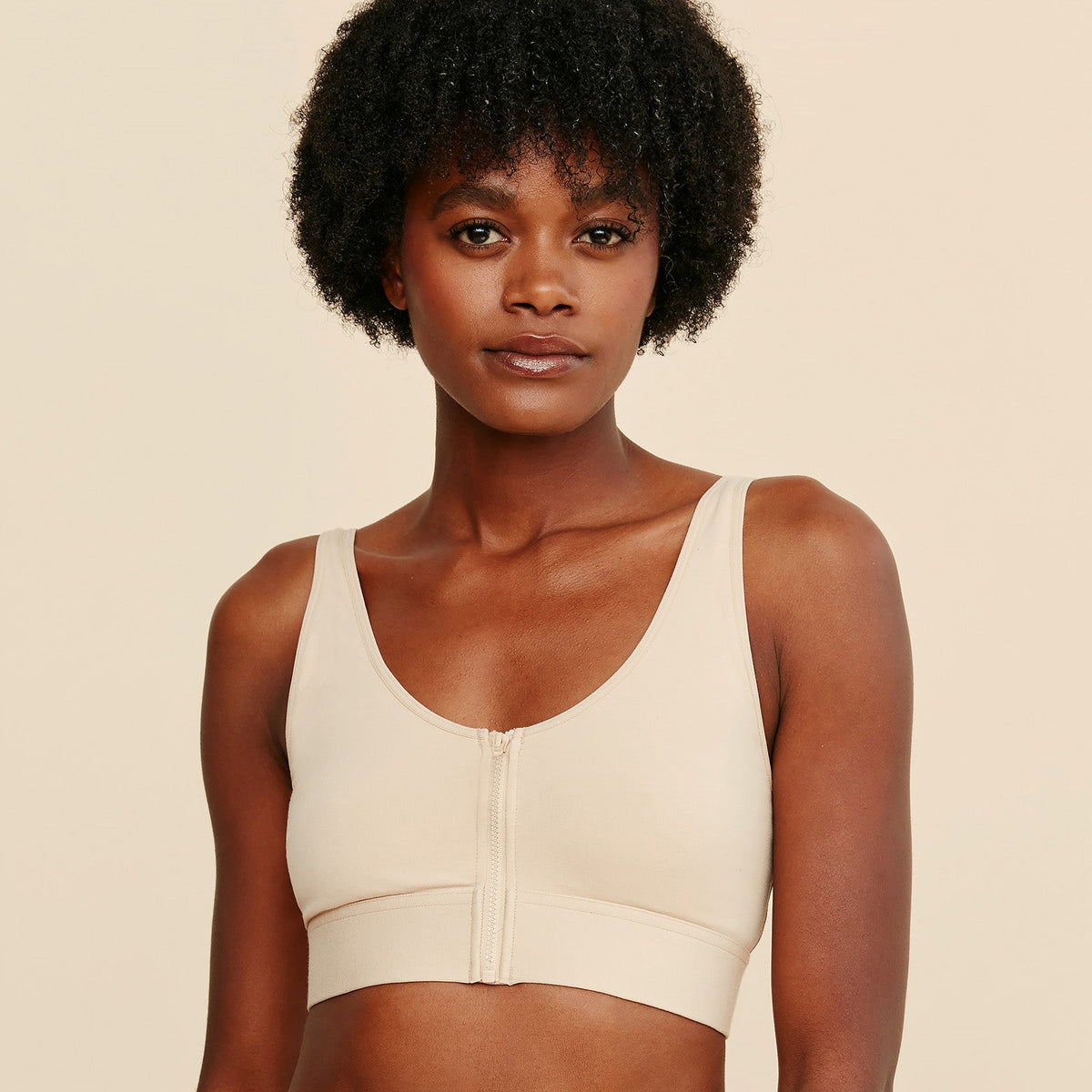 Wilderness Front‑Closure Cotton Bralette - Beige