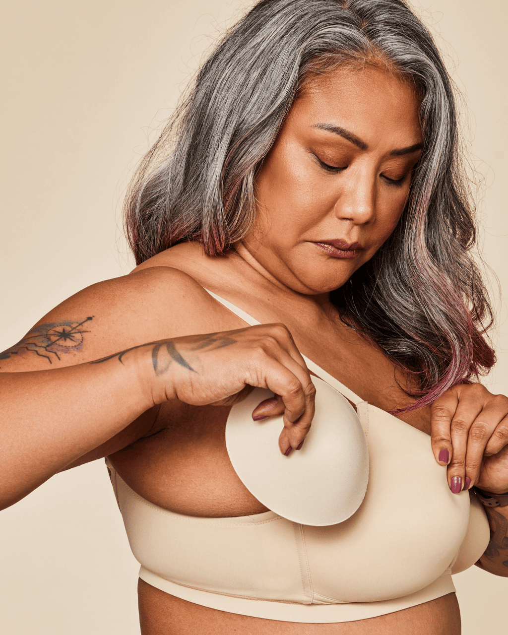 Moonrise Pocketed T‑Shirt Bra - Buff