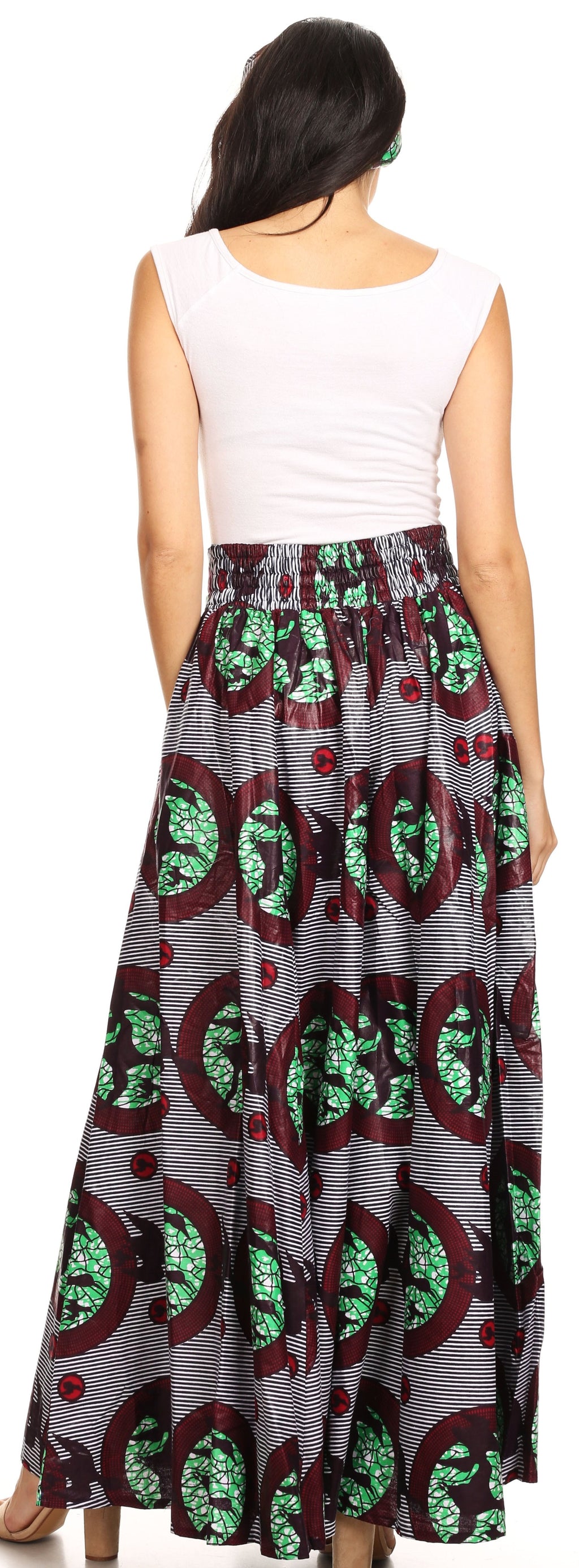 Sakkas Sora Women's Wide Leg Loose African Ankara Print Pants Casual Elastic Waist