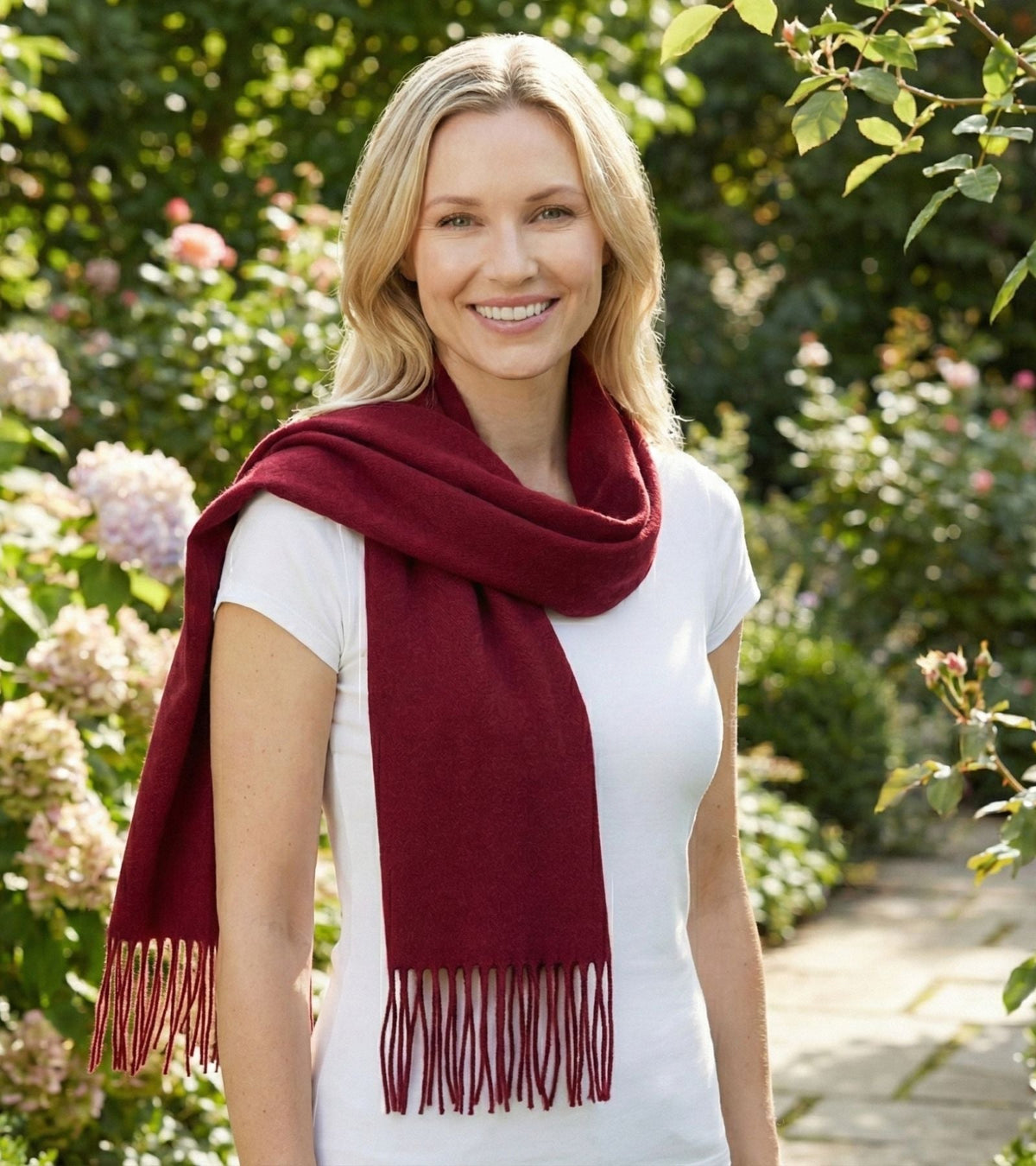 Sakkas Booker Cashmere Feel Solid Colored Unisex Winter Scarf With Fringe