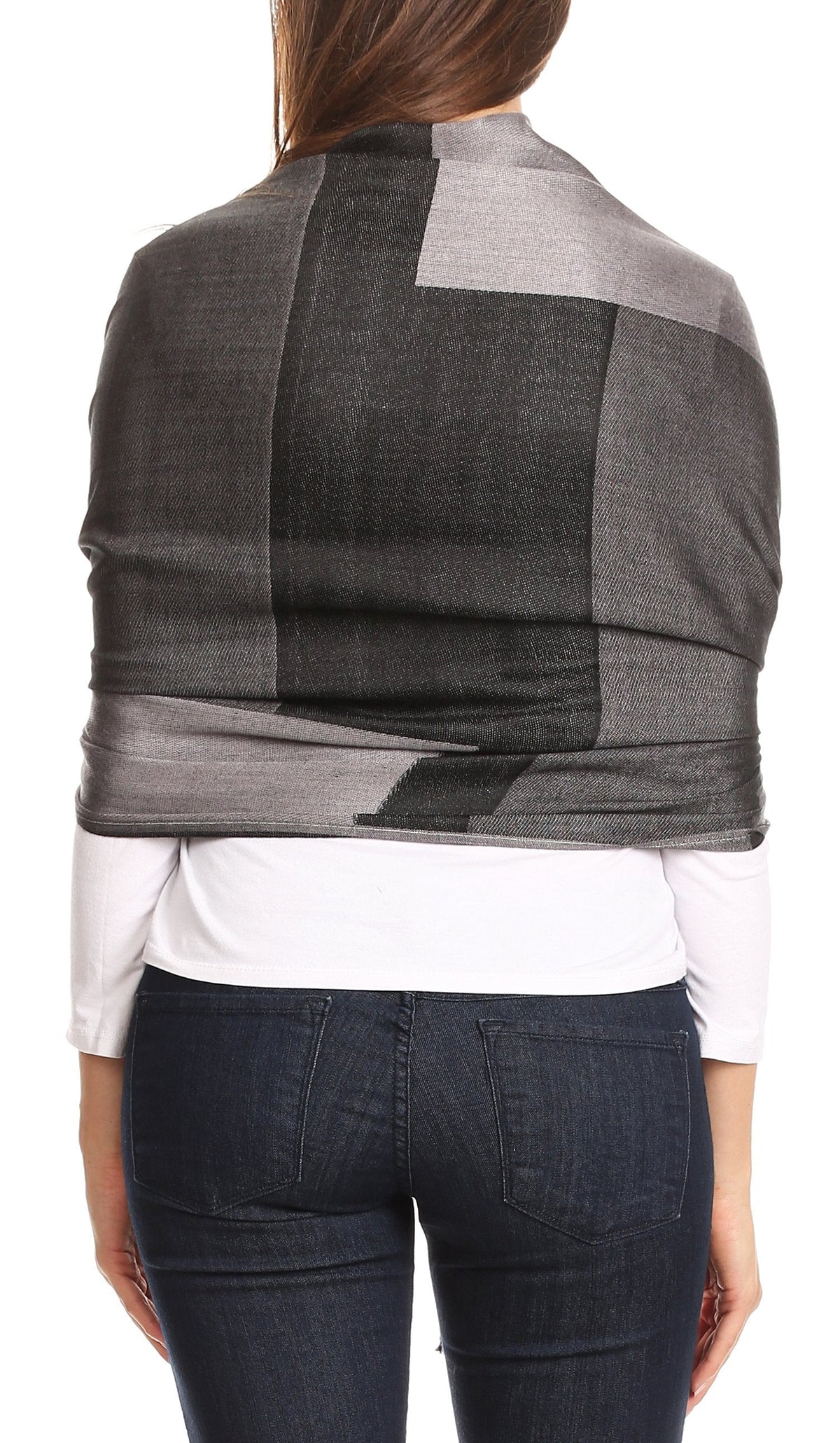 Sakkas Nicola Reversible Warm and Soft Unisex Scarf Stole Wrap Solid Color-block
