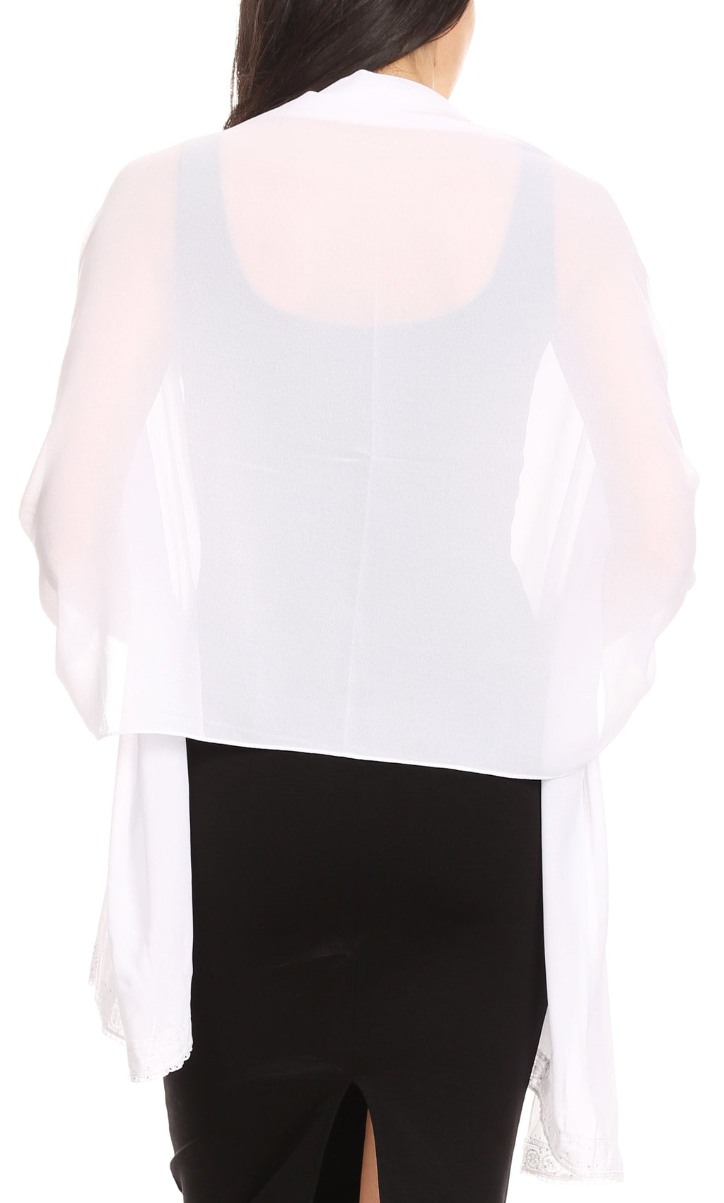 Sakkas Naomi Women Soft Sheer Embellished Chiffon Bridal Wedding Scarf Shawl Wrap