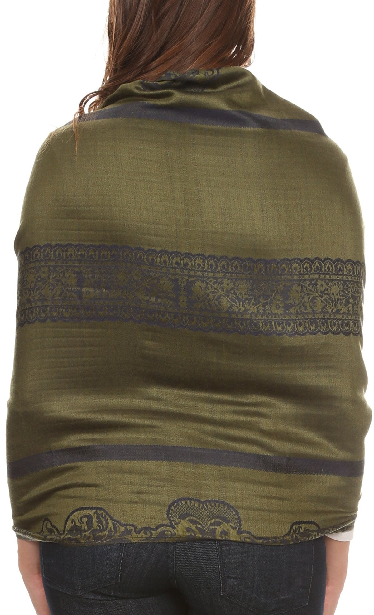 Sakkas Maela Long Extra Wide Traditional Patterned Fringe Pashmina Shawl / Scarve