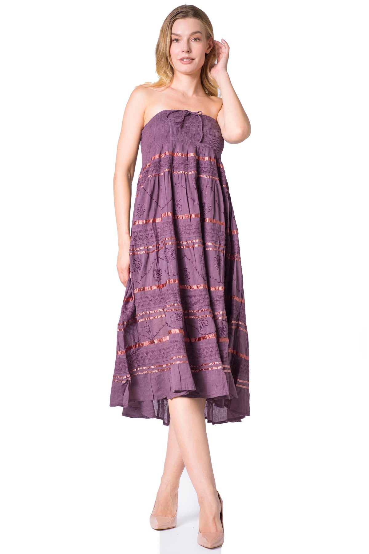 Sakkas Lace and Ribbon Peasant Boho Skirt
