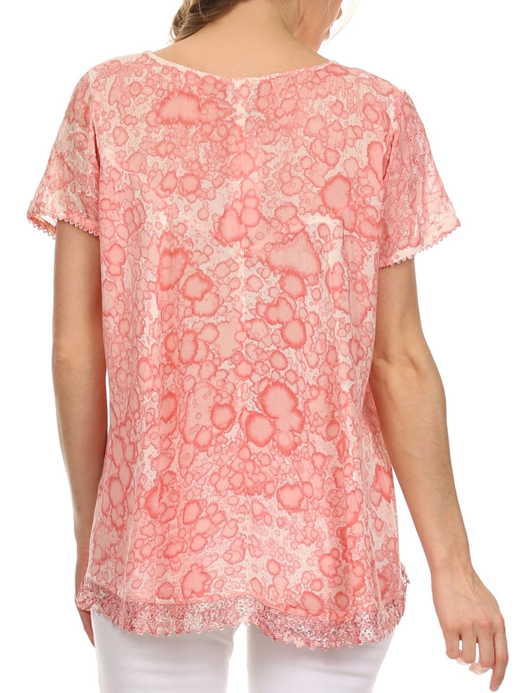 Sakkas Charolette Embroidery And Seqiun Accents Blouse