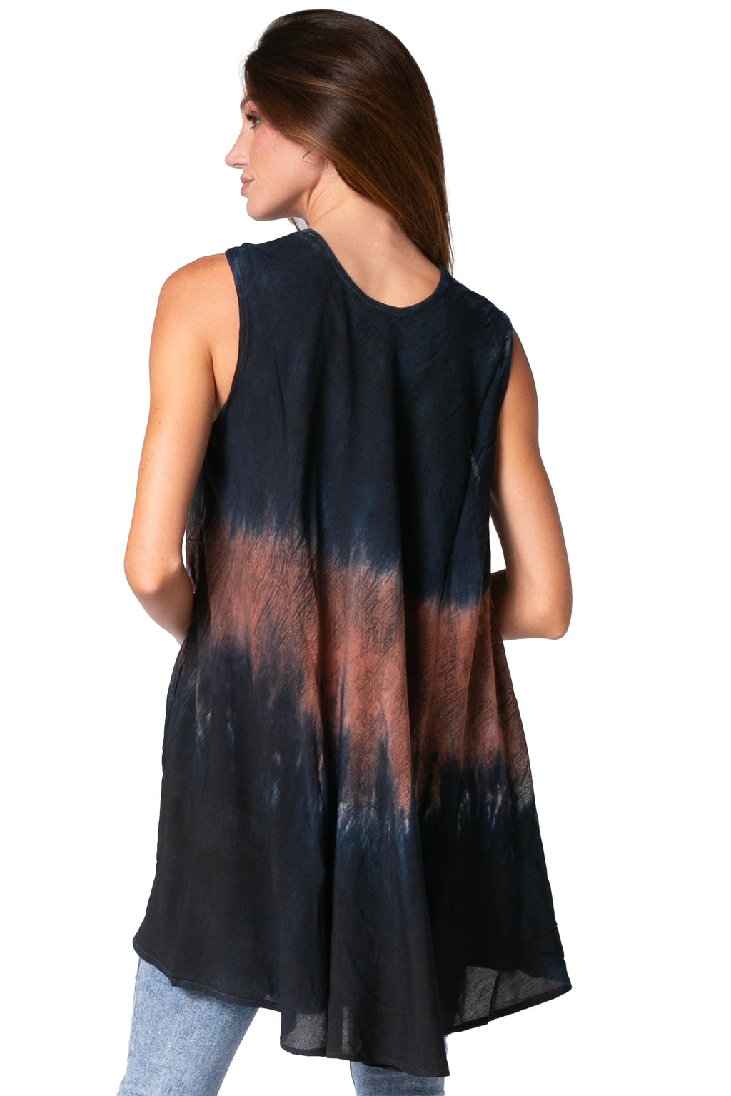Sakkas Isabela Womens Everyday Summer Sleeveless Tank Top Tie-dye & Block Print