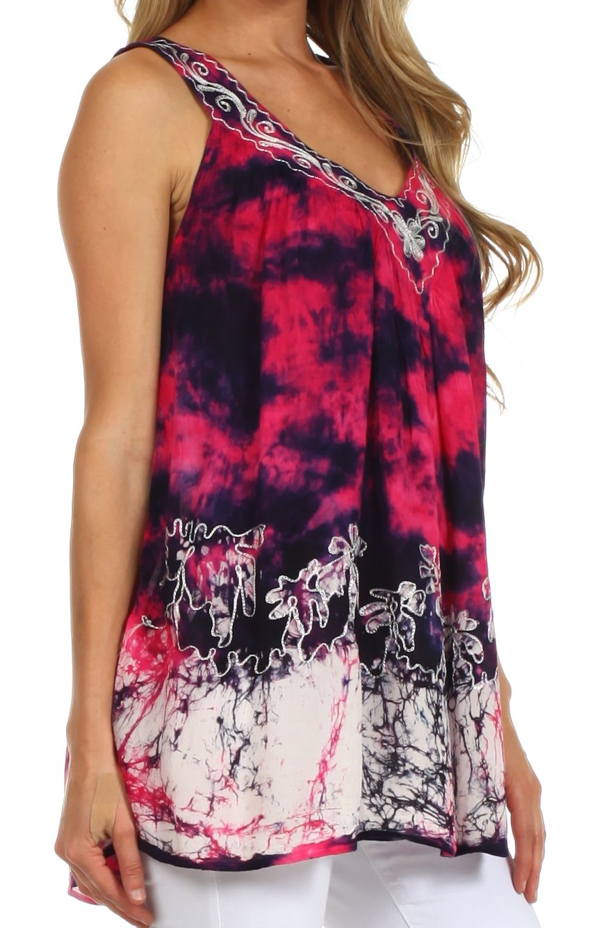Sakkas Palmetto Batik Sleeveless Blouse
