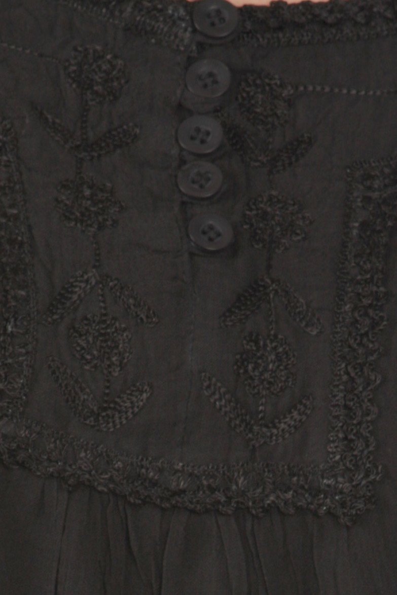 Sakkas Square Neck Button Detail Semi-Sheer Gauzy Cotton Blouse