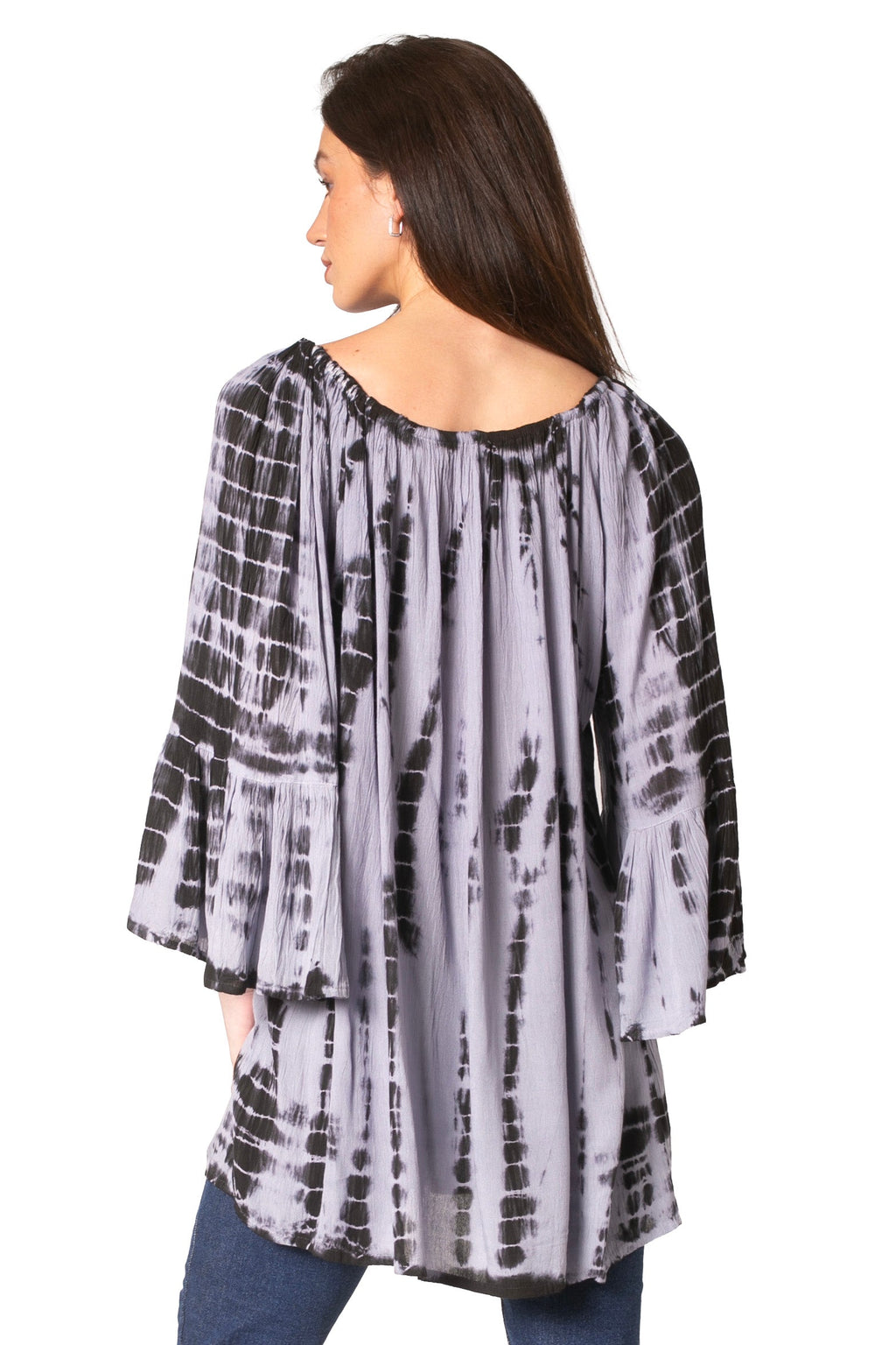 Sakkas Anna Casual Flowy Wide Neck 3/4 Sleeve Light Summer Boho Blouse Top