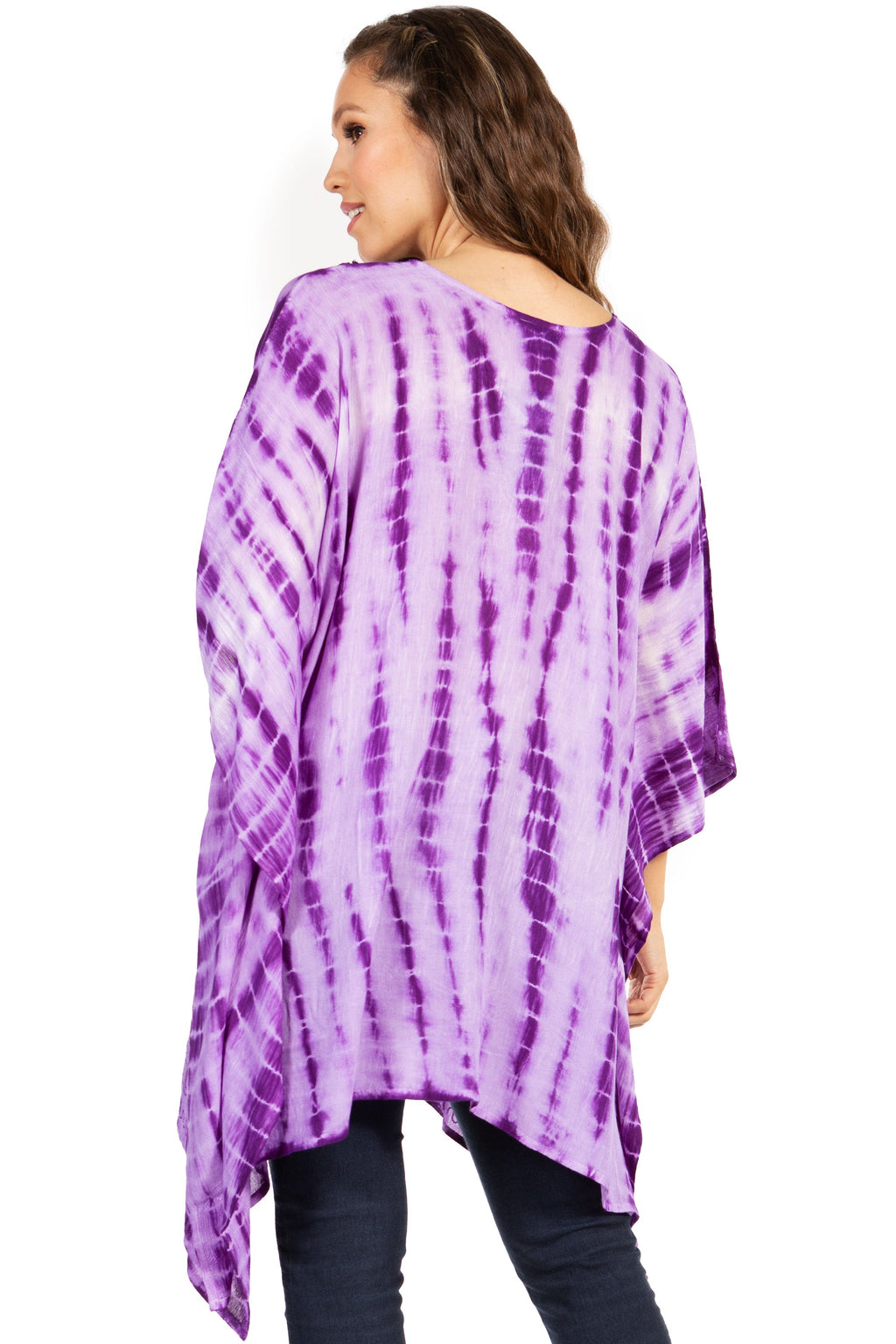 Sakkas Wren Lightweight Circle Poncho Top Blouse With Detailed Embroidery