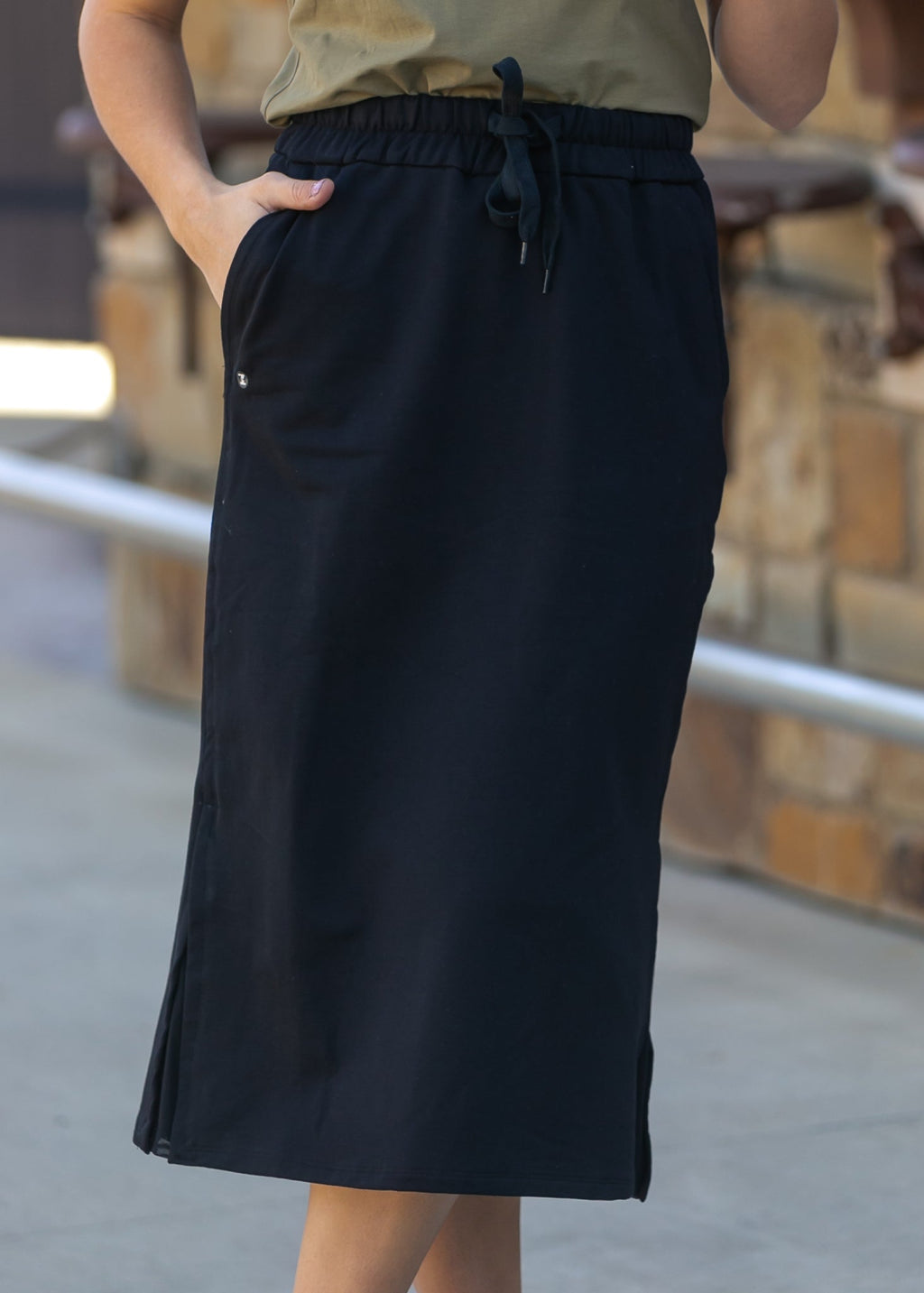 Abbie Mesh Detail Knit Midi Skirt
