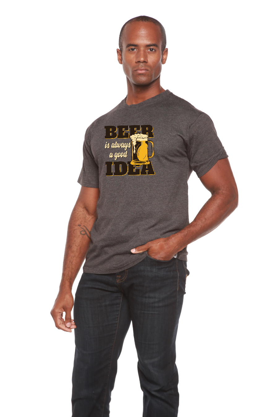 Beer Idea Men's Bamboo Viscose/Organic Cotton Short Sleeve Graphic T-Shirt