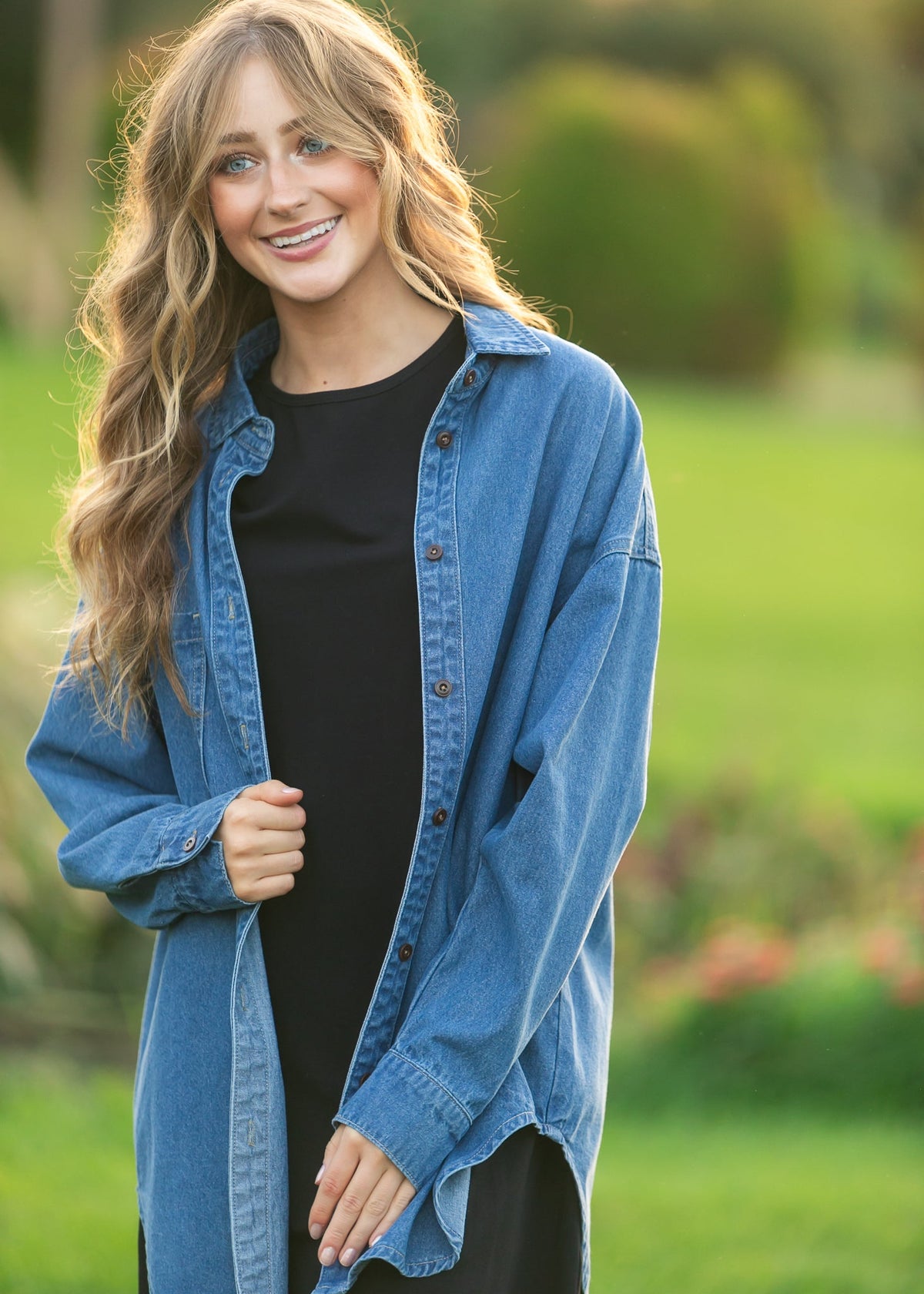 Betty Denim Button Up Top