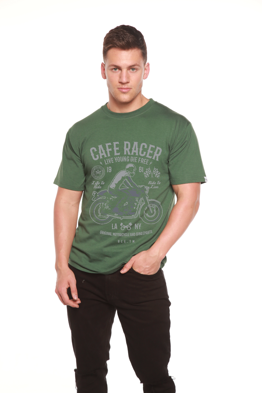 Cafe Racer Men's Bamboo Viscose/Organic Cotton Short Sleeve Graphic T-Shirt