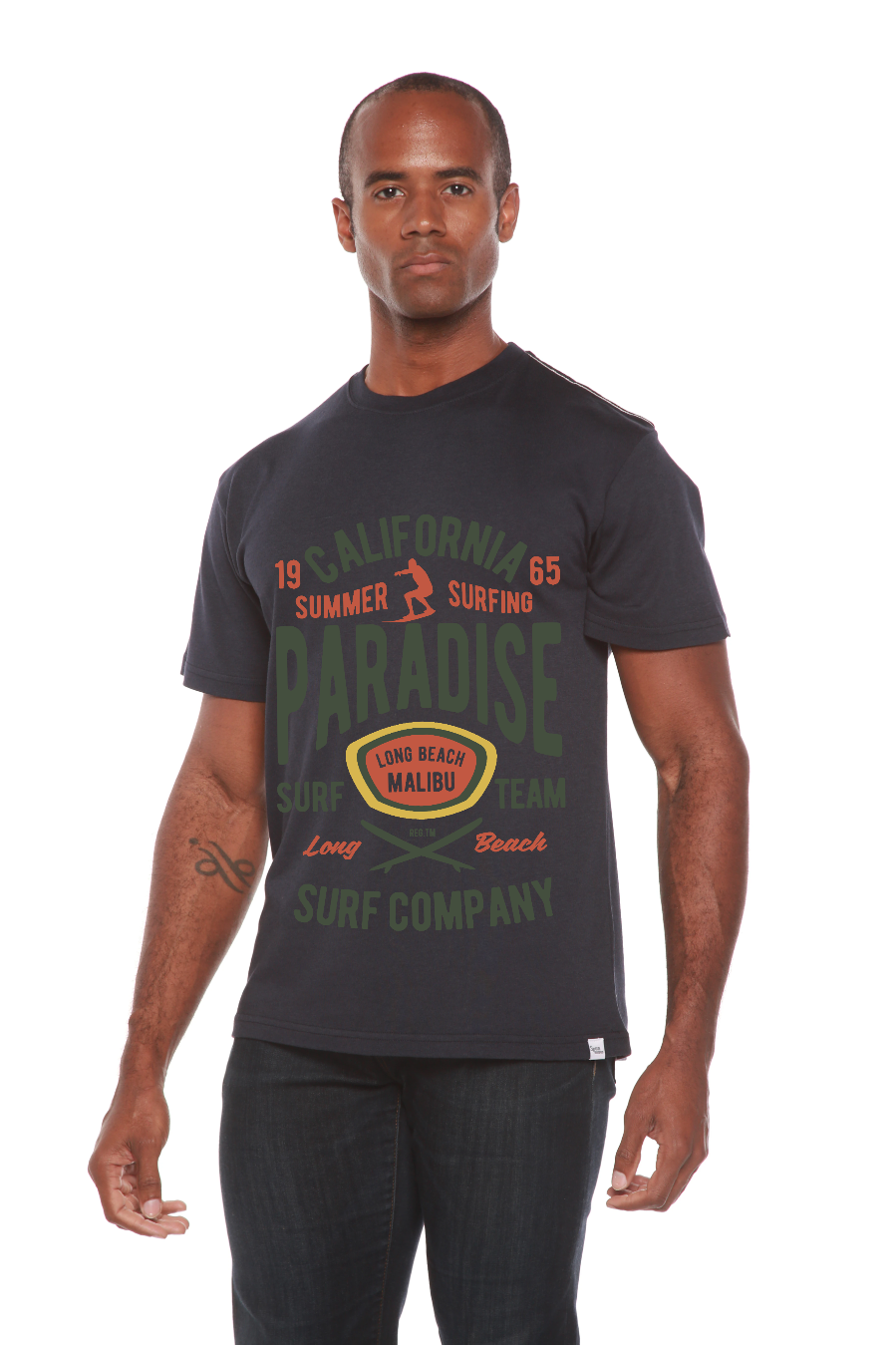 California Summer Surfing Men's Bamboo Viscose/Organic Cotton Short Sleeve Graphic T-Shirt