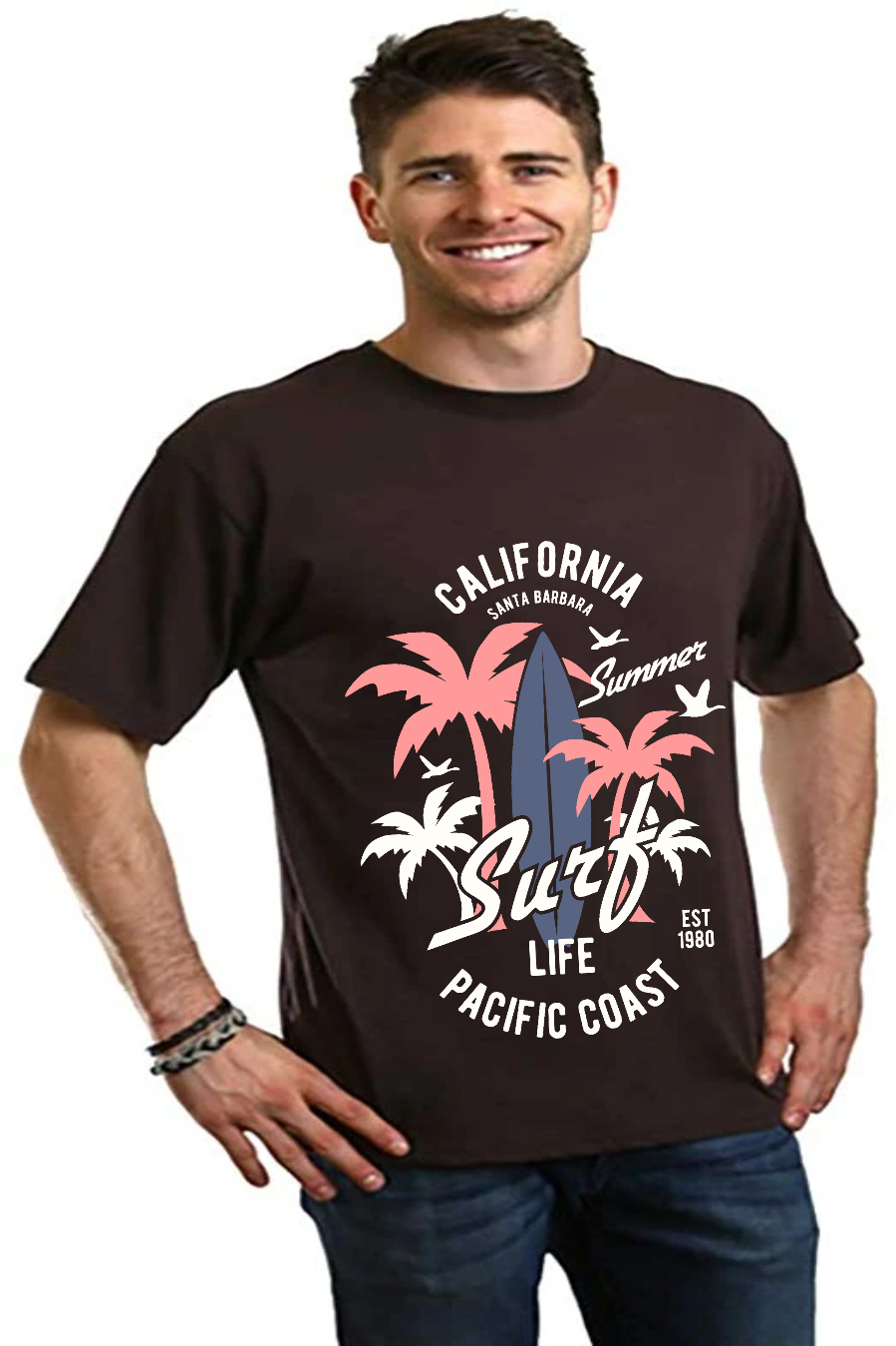 California Surf Men's Bamboo Viscose/Organic Cotton Short Sleeve Graphic T-Shirt