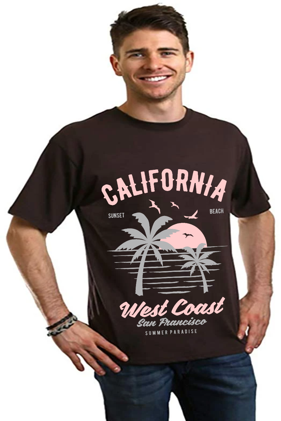 California West Coast Men's Bamboo Viscose/Organic Cotton Short Sleeve Graphic T-Shirt