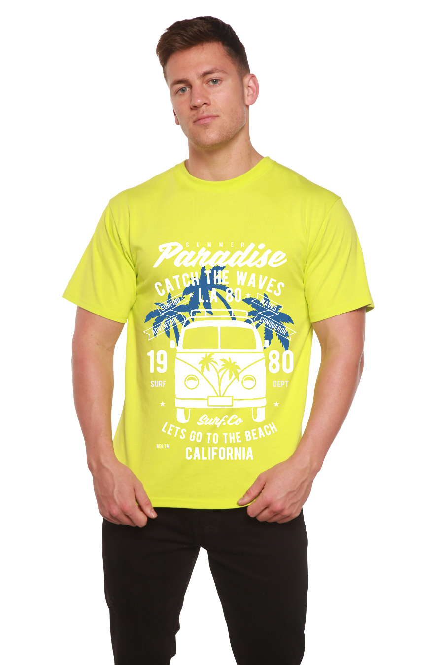 Catch The Waves Men's Bamboo Viscose/Organic Cotton Short Sleeve Graphic T-Shirt