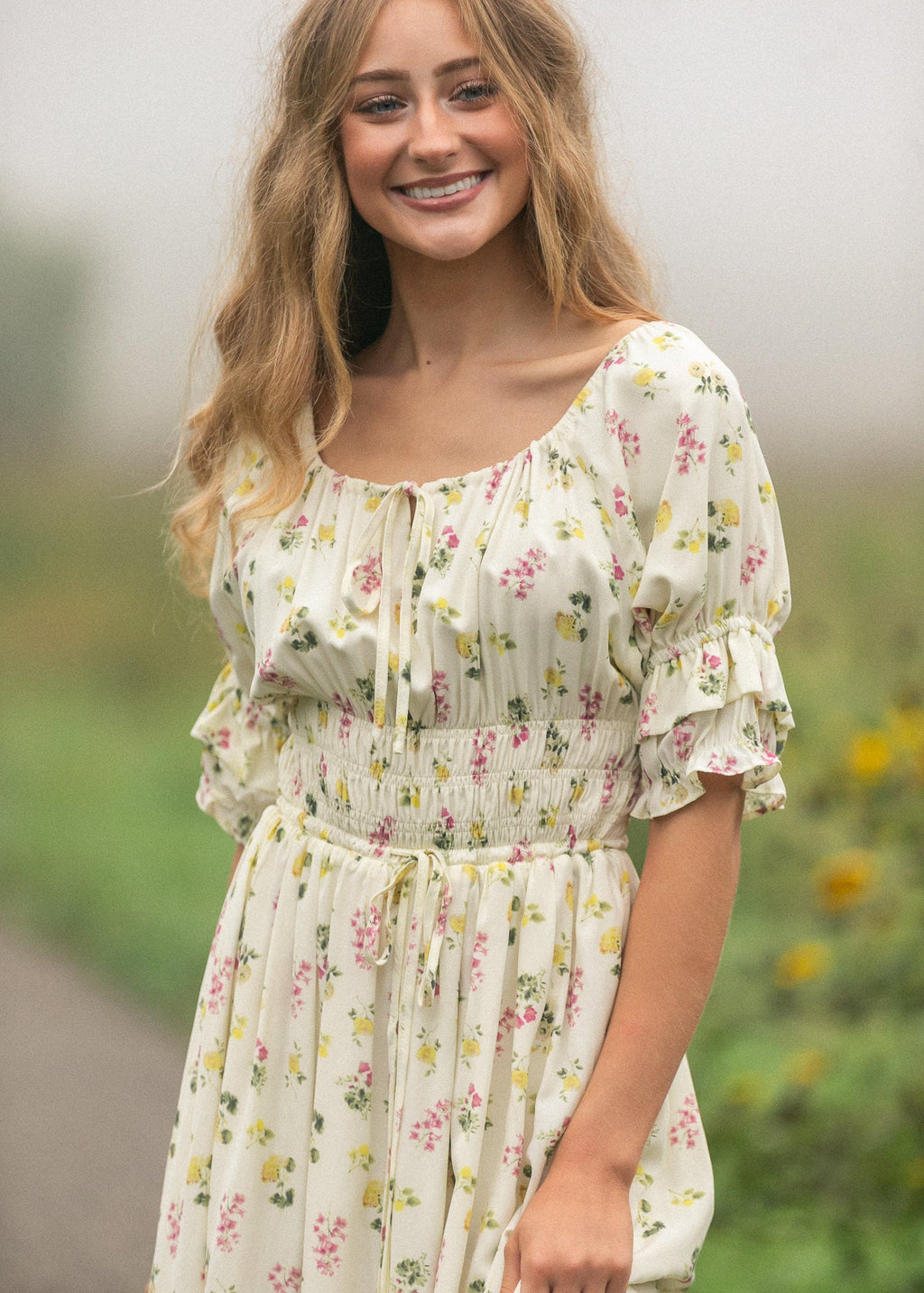 Celine Puff Sleeve Floral Maxi Dress