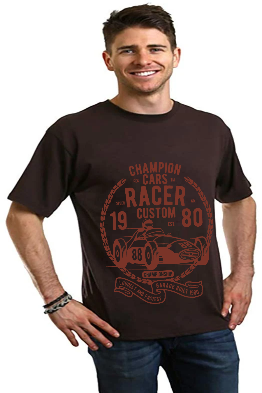 Champions Cars Men's Bamboo Viscose/Organic Cotton Short Sleeve Graphic T-Shirt