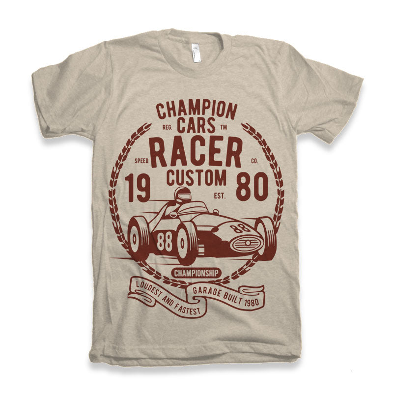 Champions Cars Men's Bamboo Viscose/Organic Cotton Short Sleeve Graphic T-Shirt