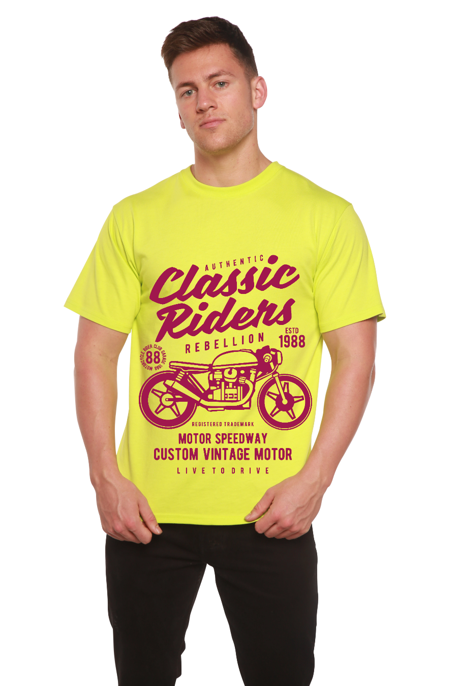 Classic Riders Men's Bamboo Viscose/Organic Cotton Short Sleeve Graphic T-Shirt