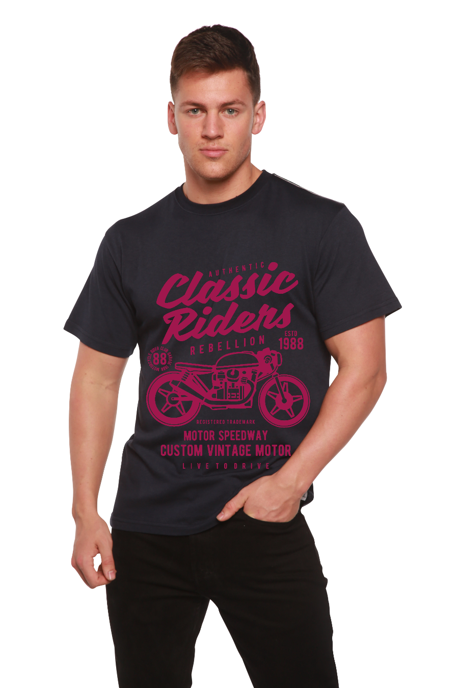 Classic Riders Men's Bamboo Viscose/Organic Cotton Short Sleeve Graphic T-Shirt