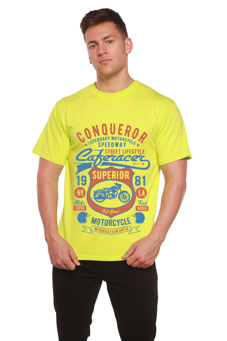 Conqueror Speedway Men's Bamboo Viscose/Organic Cotton Short Sleeve Graphic T-Shirt