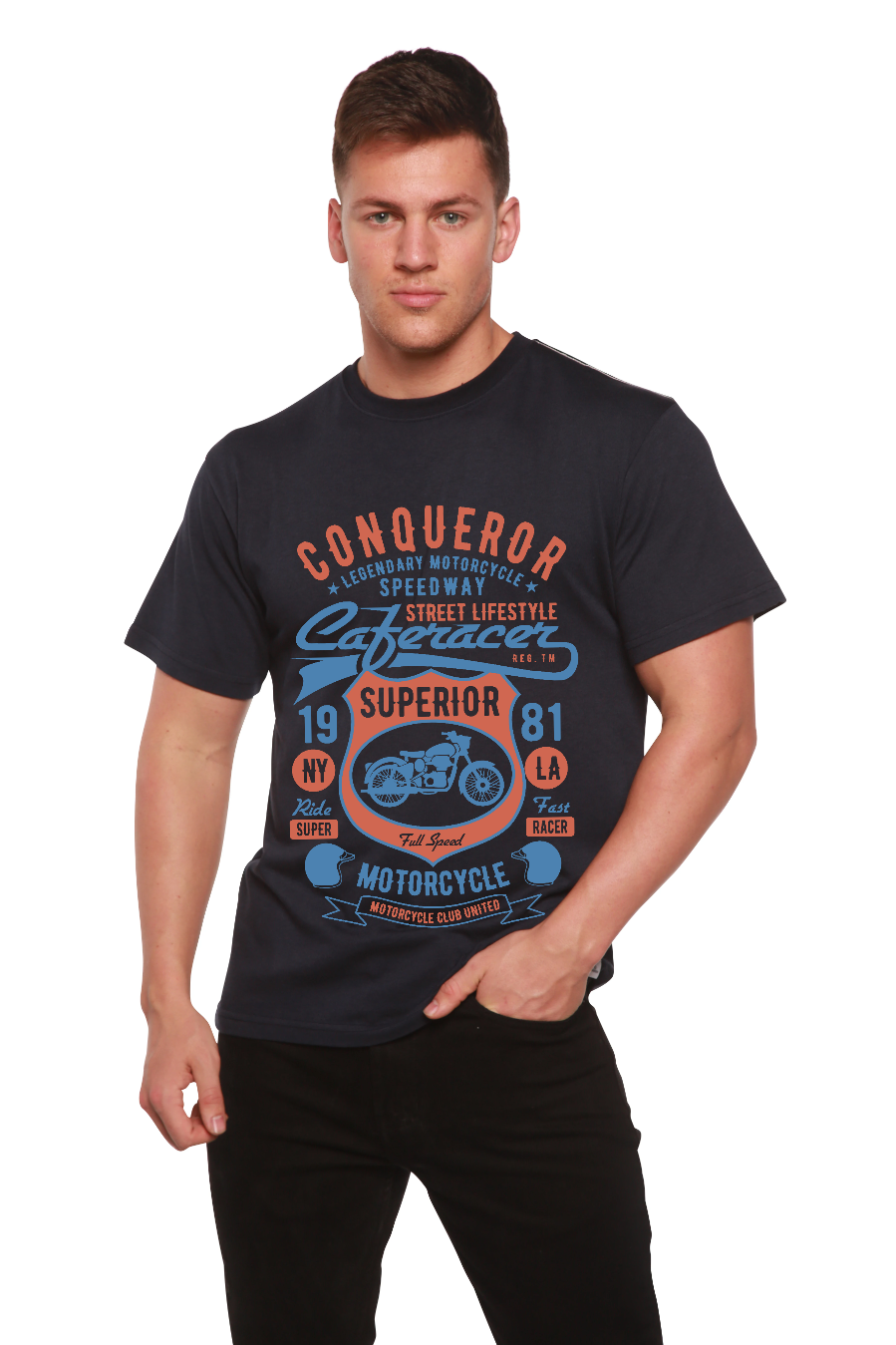 Conqueror Speedway Men's Bamboo Viscose/Organic Cotton Short Sleeve Graphic T-Shirt