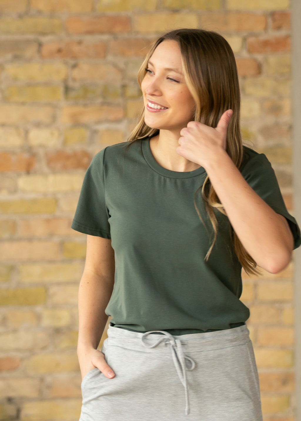 Essential Olive Flutter Sleeve Top