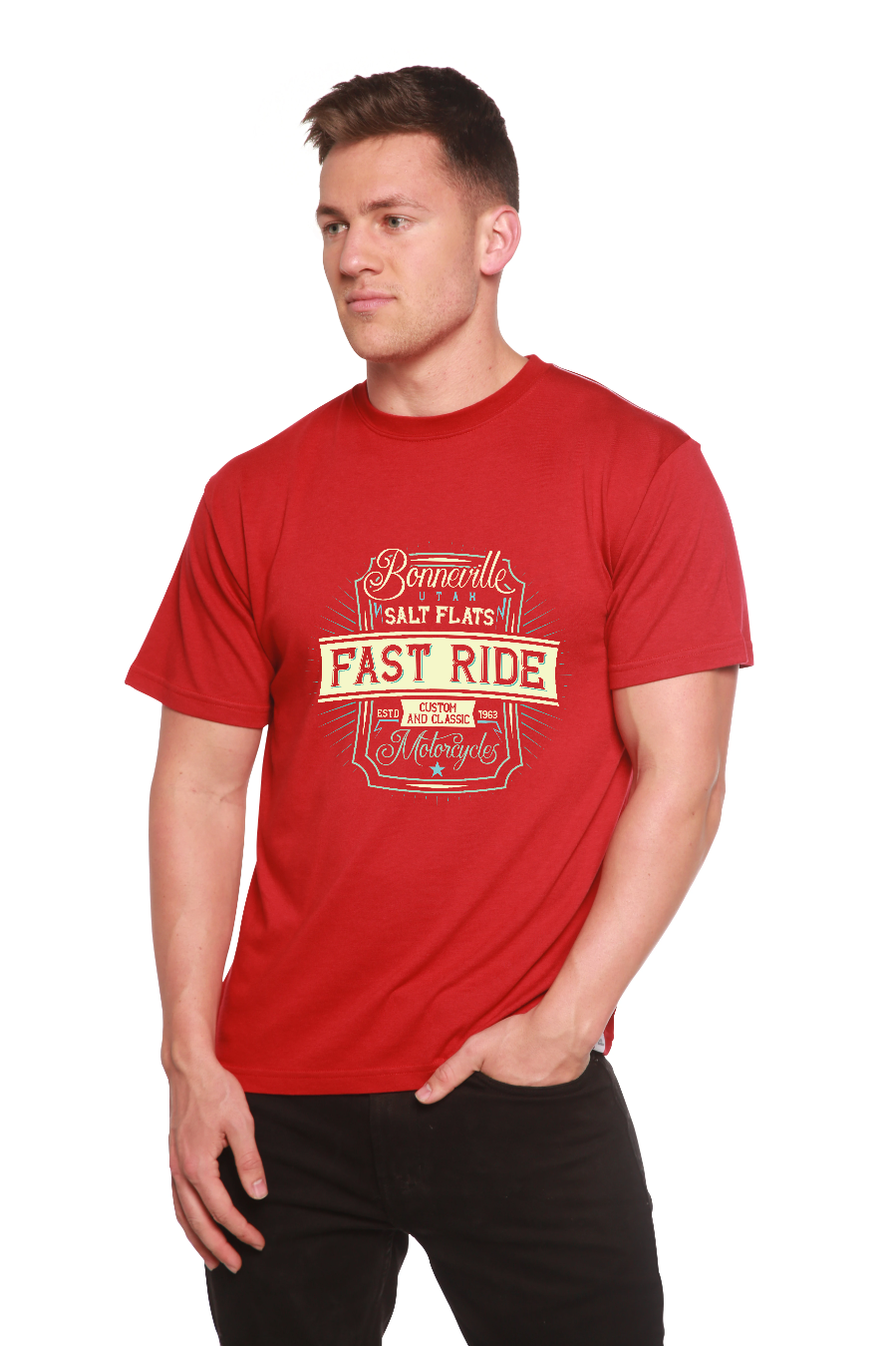 Fast Ride Men's Bamboo Viscose/Organic Cotton Short Sleeve Graphic T-Shirt