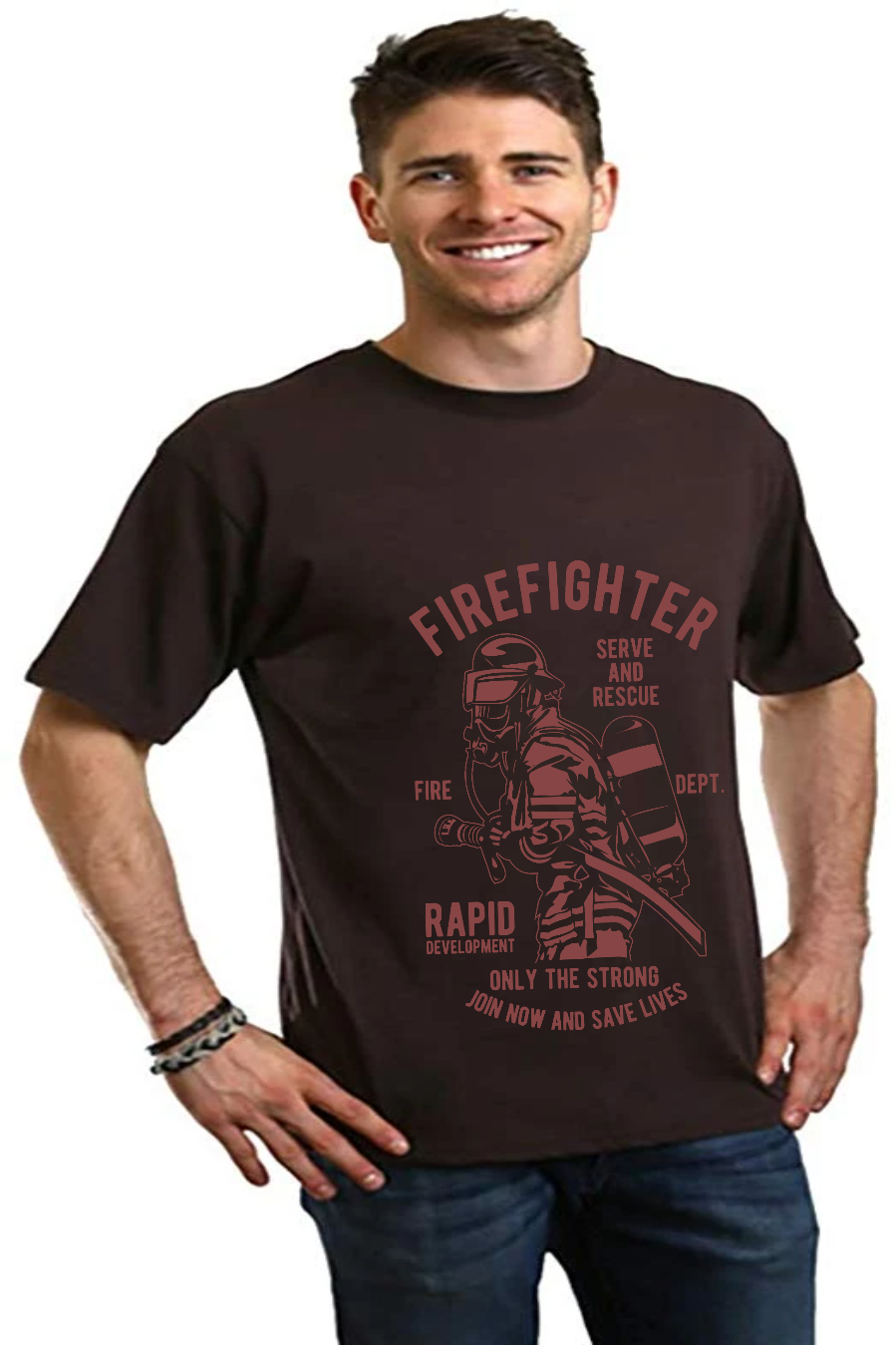 Firefighter Dept Men's Bamboo Viscose/Organic Cotton Short Sleeve Graphic T-Shirt