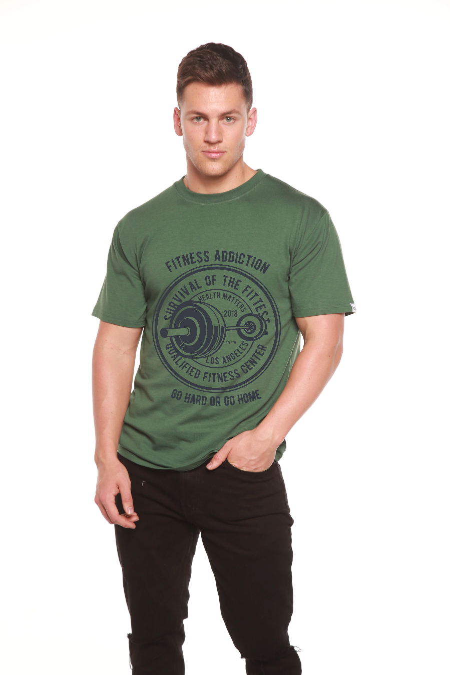 Fitness Addiction Men's Bamboo Viscose/Organic Cotton Short Sleeve Graphic T-Shirt