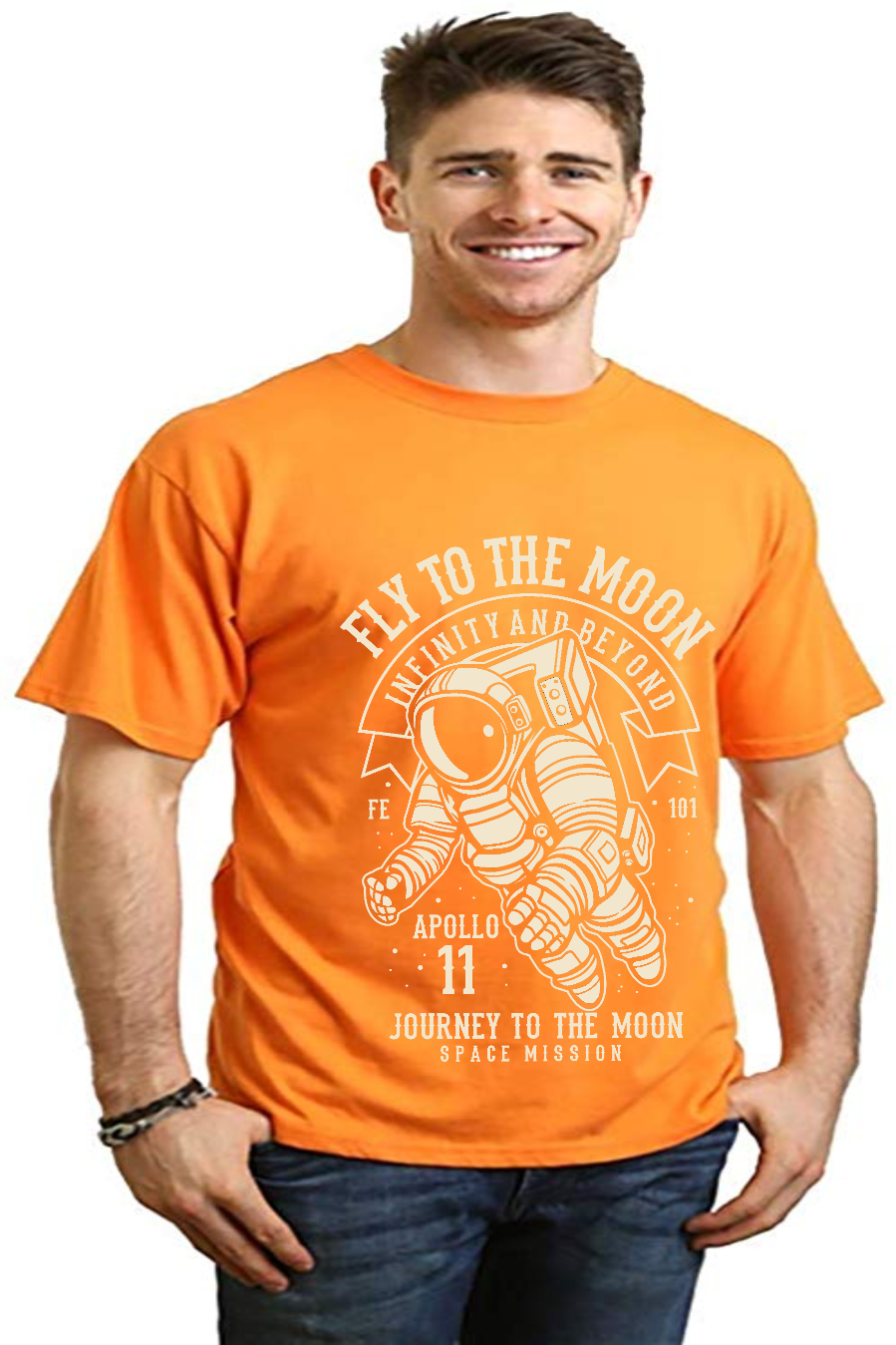 Fly To The Moon Men's Bamboo Viscose/Organic Cotton Short Sleeve Graphic T-Shirt