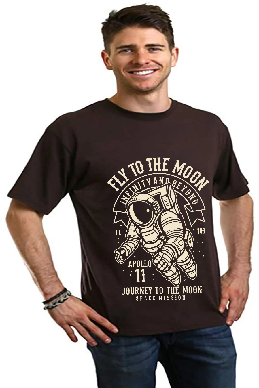 Fly To The Moon Men's Bamboo Viscose/Organic Cotton Short Sleeve Graphic T-Shirt