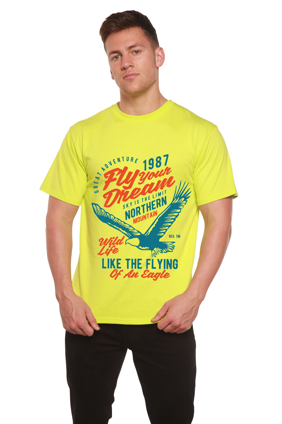 Fly Your Dream Men's Bamboo Viscose/Organic Cotton Short Sleeve Graphic T-Shirt