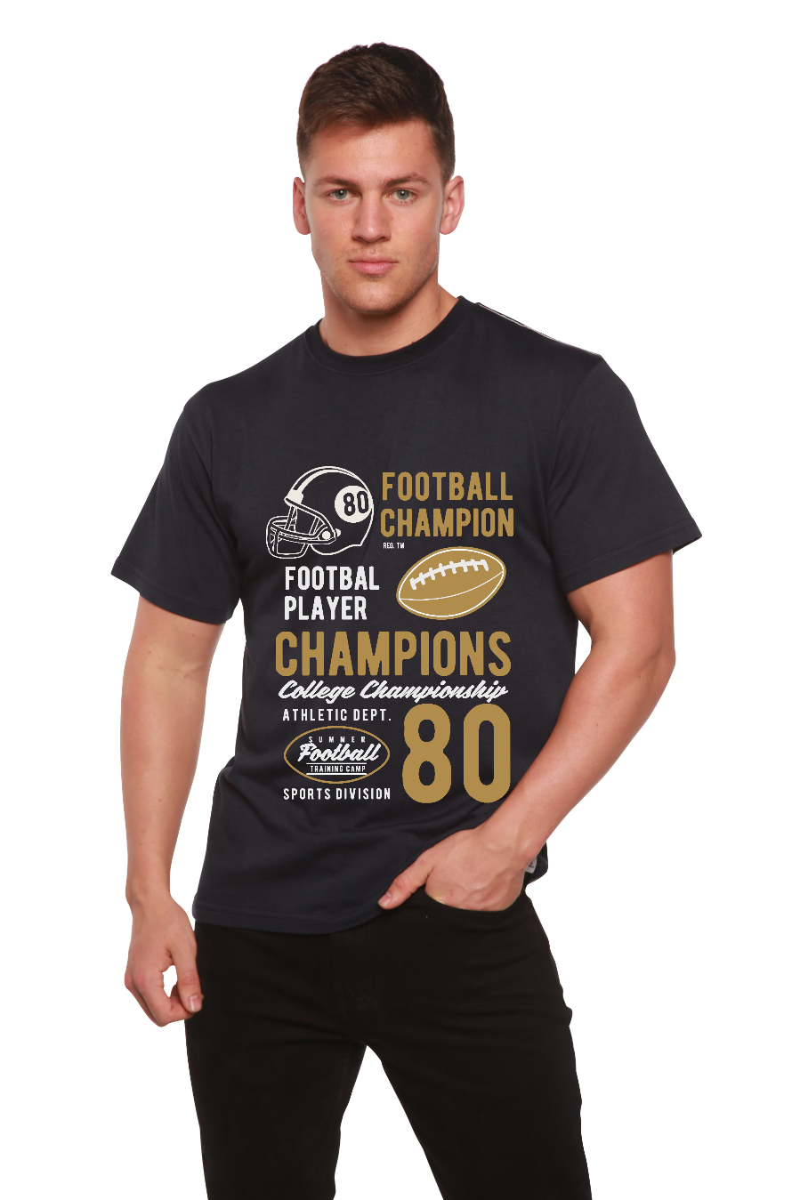 Football Champions Men's Bamboo Viscose/Organic Cotton Short Sleeve Graphic T-Shirt
