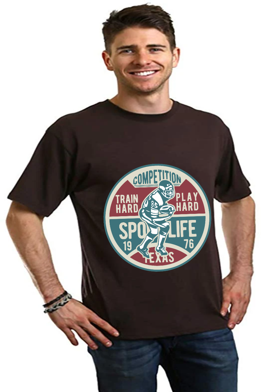 Football Competition Men's Bamboo Viscose/Organic Cotton Short Sleeve Graphic T-Shirt